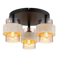DECKENLEUCHTE Daren - Beige/Messingfarben, Design, Glas/Stein (37,5/20,5cm) - Globo