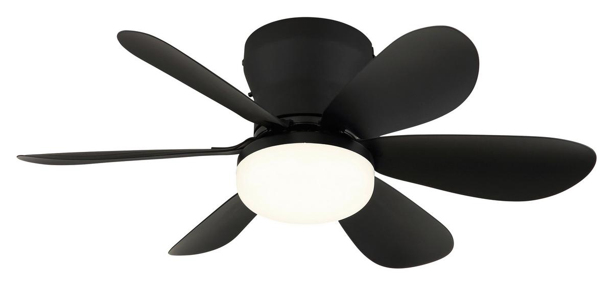 Deckenventilator Schwarz/Weiß 230V, 5W, DxH: ca. 51x16,5 cm - Schwarz/Weiß, Design, Kunststoff/Metall (51/16,5cm) - Globo