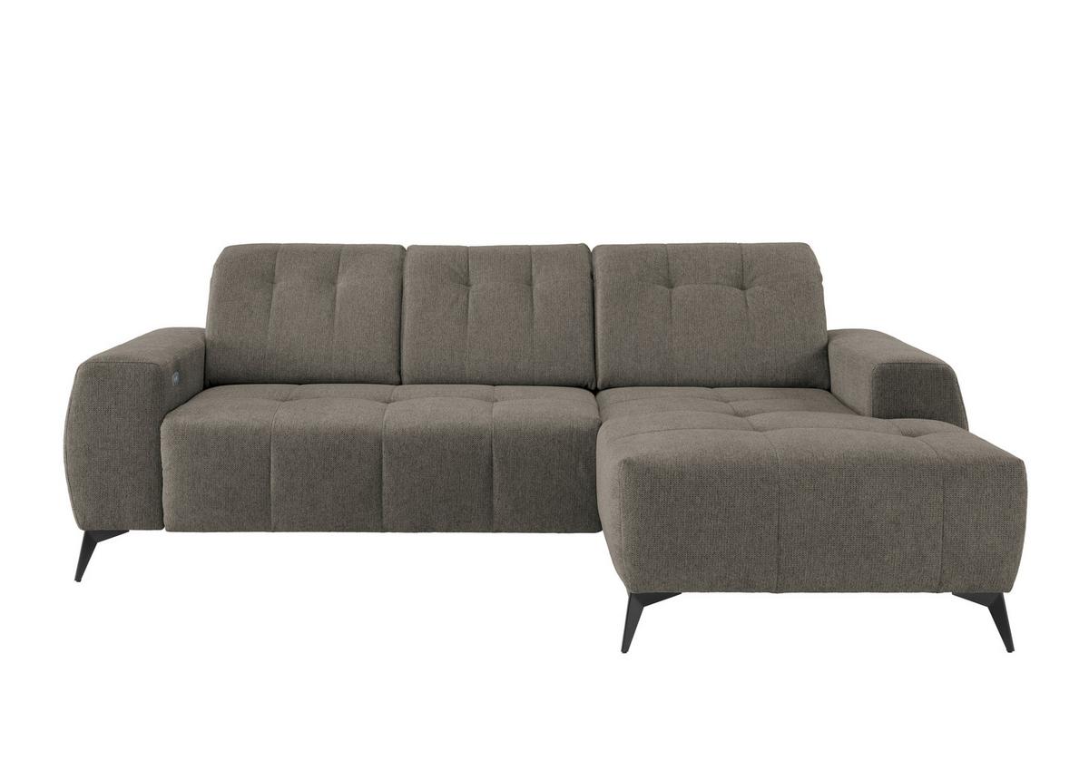 Ecksofa mit USB Anschluss Sano, Graubraun,s: 258x180 cm - Graubraun/Schwarz, MODERN, Textil (258/180cm) - Livetastic