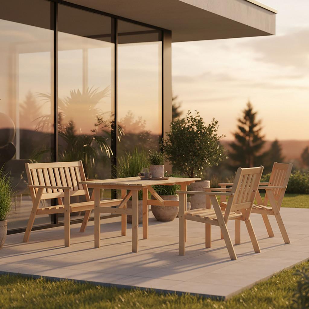 Gartenmöbel Set 4-Tlg Sylt Kiefer Echtholz