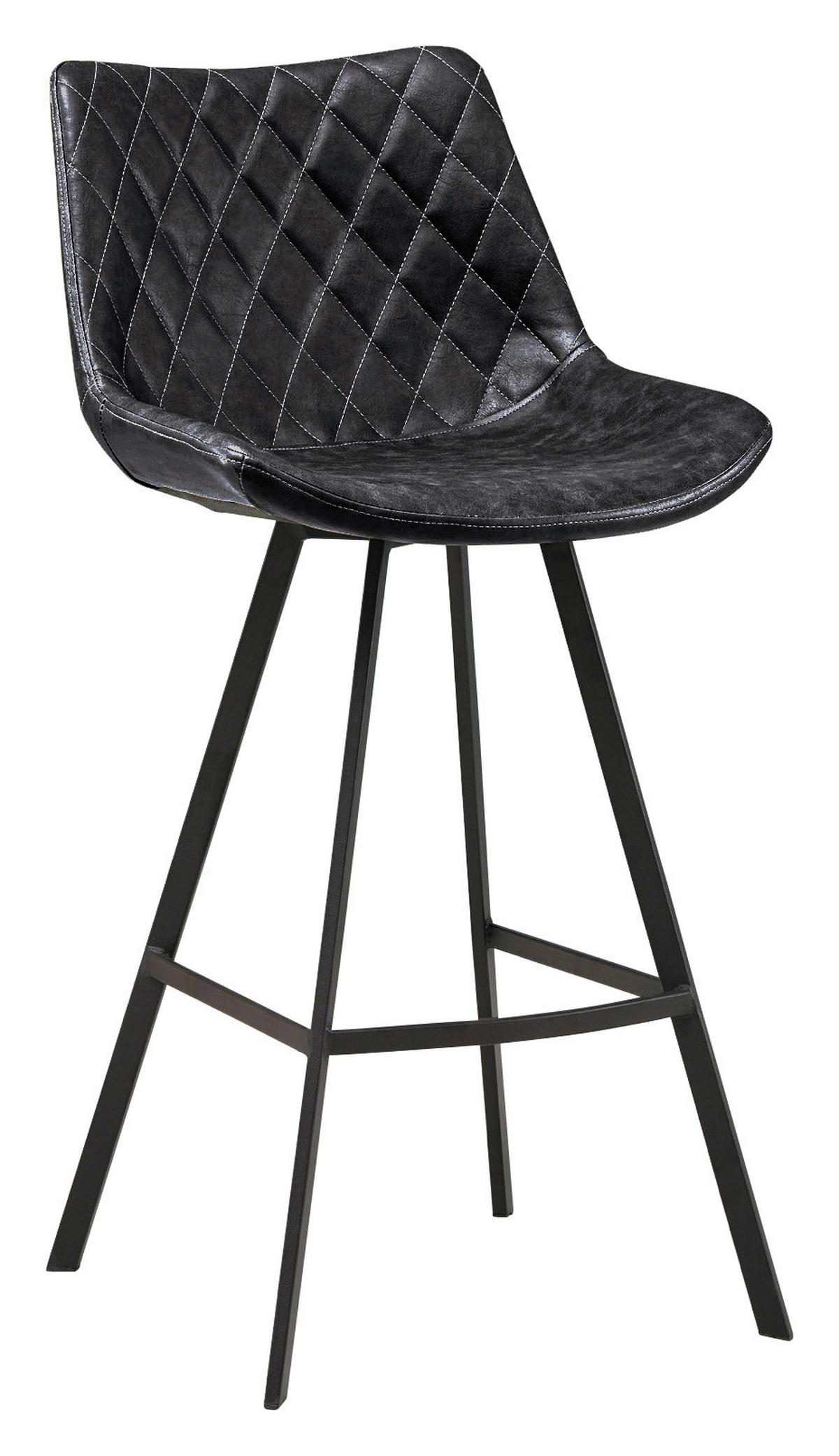 Barhocker-set Bowie Schwarz B: 50 Cm - Schwarz, KONVENTIONELL, Textil/Metall (50/102/55cm) - MID.YOU