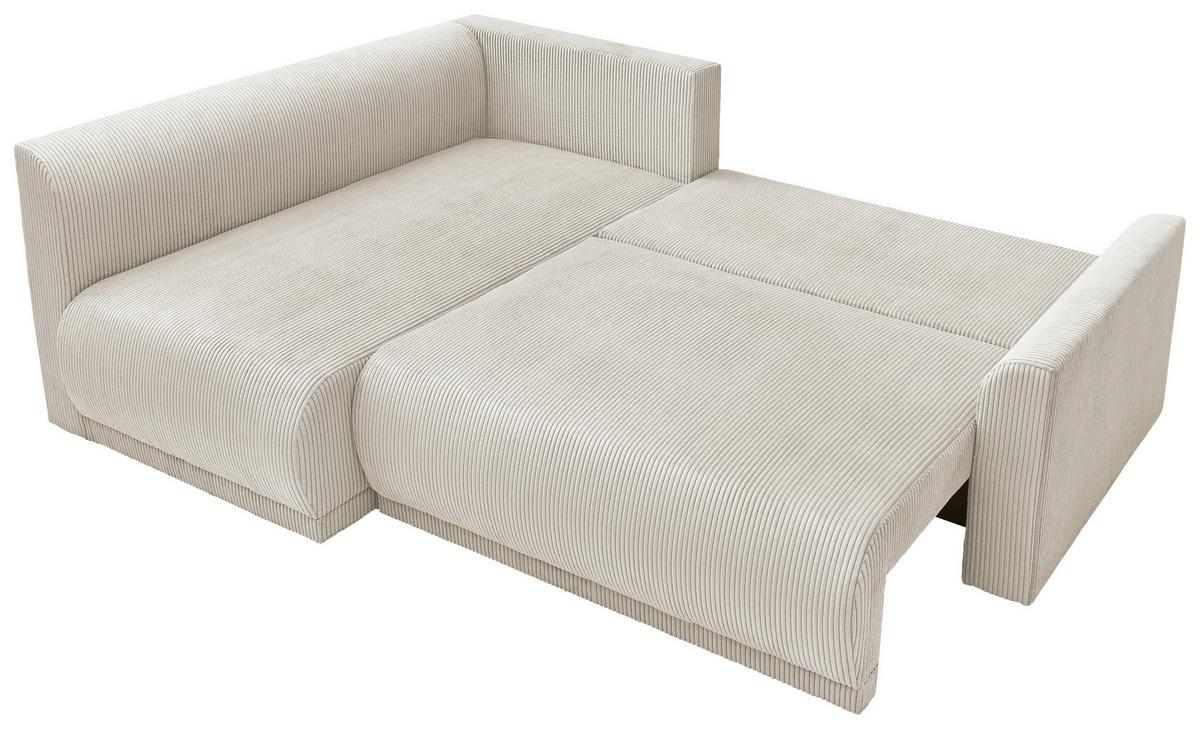 Rohová sedačka KIM L160, oboustranná, krémový manšestr - černá/krémová, Moderní, dřevo/textil (233/160cm)