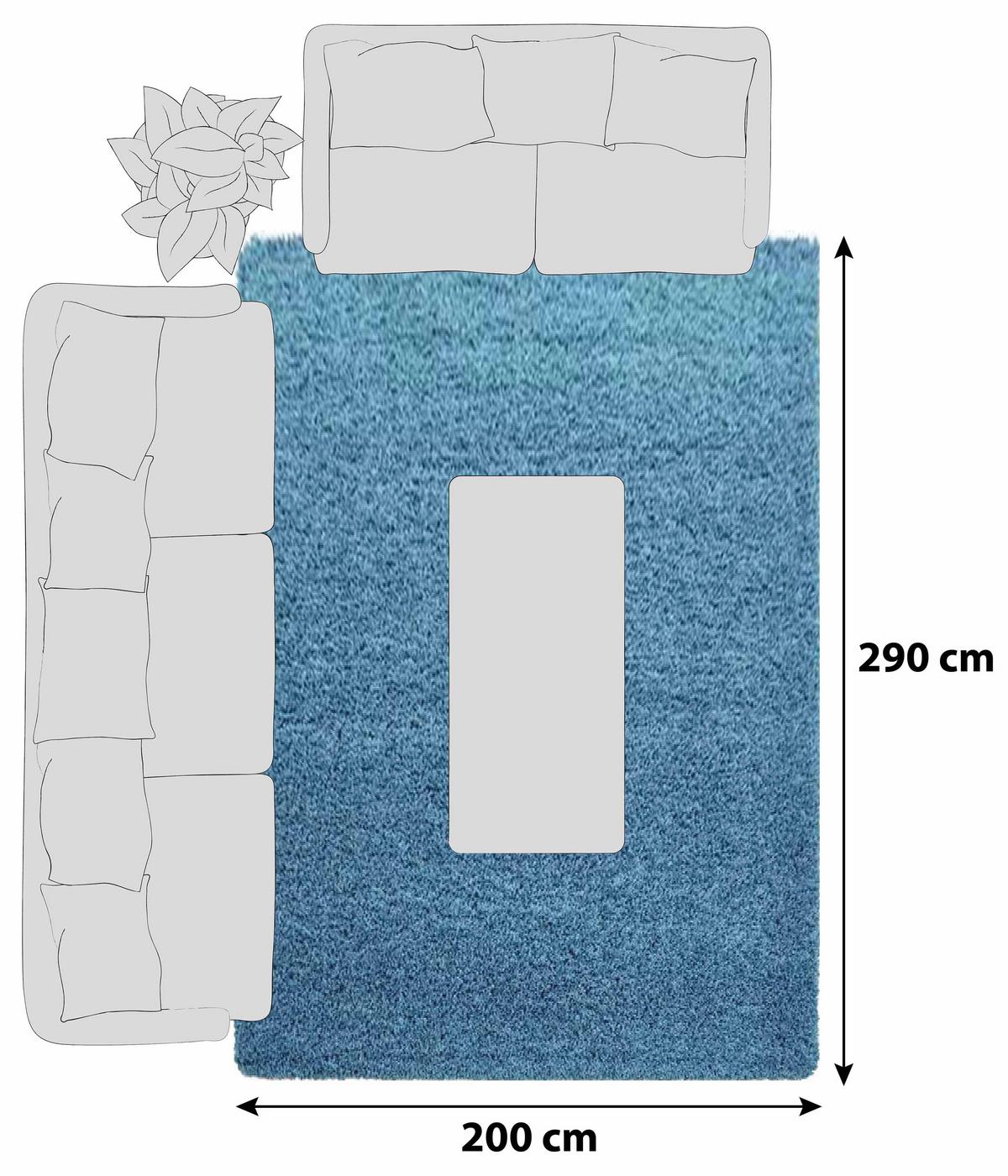 Hochflor Teppich Türkis Dream 200x290 cm - Türkis, KONVENTIONELL, Textil (200/290cm) - Novel