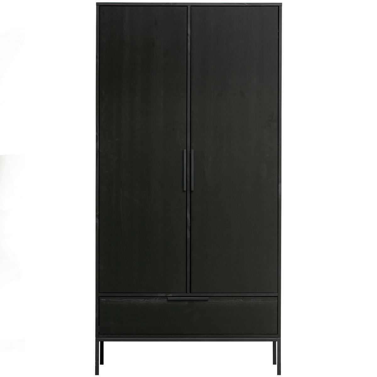 DREHTÜRENSCHRANK Adam Schwarz B: 100cm - Schwarz, Basics, Holz (100/200/53cm) - MID.YOU
