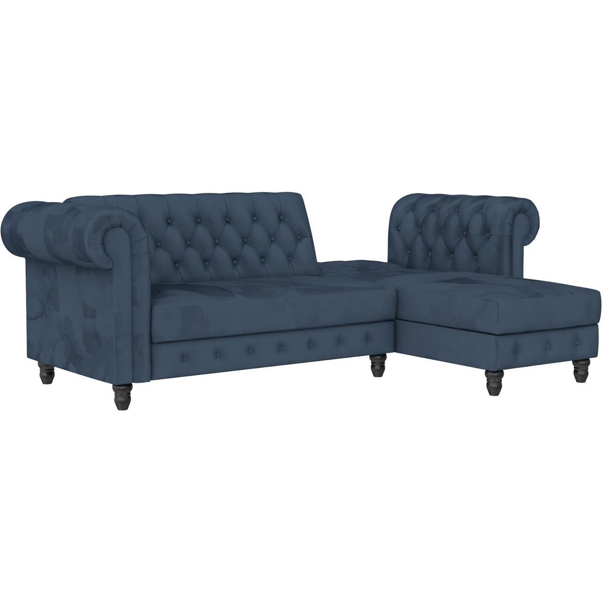 Ecksofa Firenze Blau, mit Schlaffunktion - Blau/Schwarz, Basics, Textil (241/154cm) - Livetastic