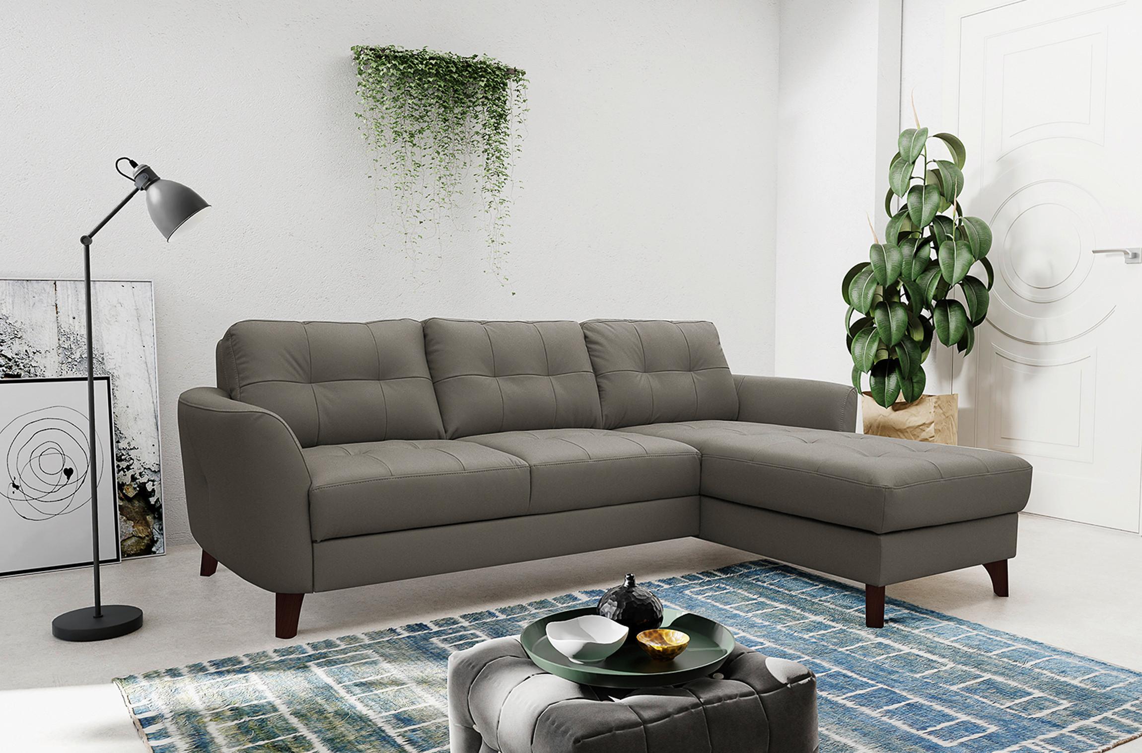 Ecksofa Nordic Schlammfarben S: 238x168 cm - Schlammfarben/Buchefarben, Design, Leder/Textil (238/168cm) - Livetastic