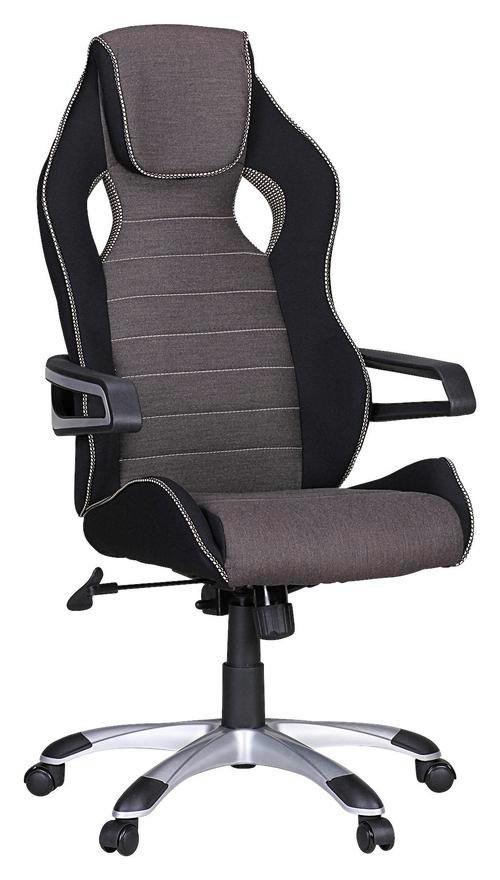 Herní židle Valentino černá/šedá - šedá/bílá, Moderní, textil/plast (70/120/70cm) - MID.YOU
