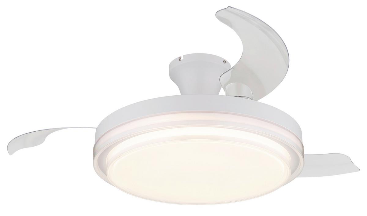 Deckenventilator 03656 - Klar/Weiß, KONVENTIONELL, Kunststoff/Metall (106,6/27,5cm) - Globo