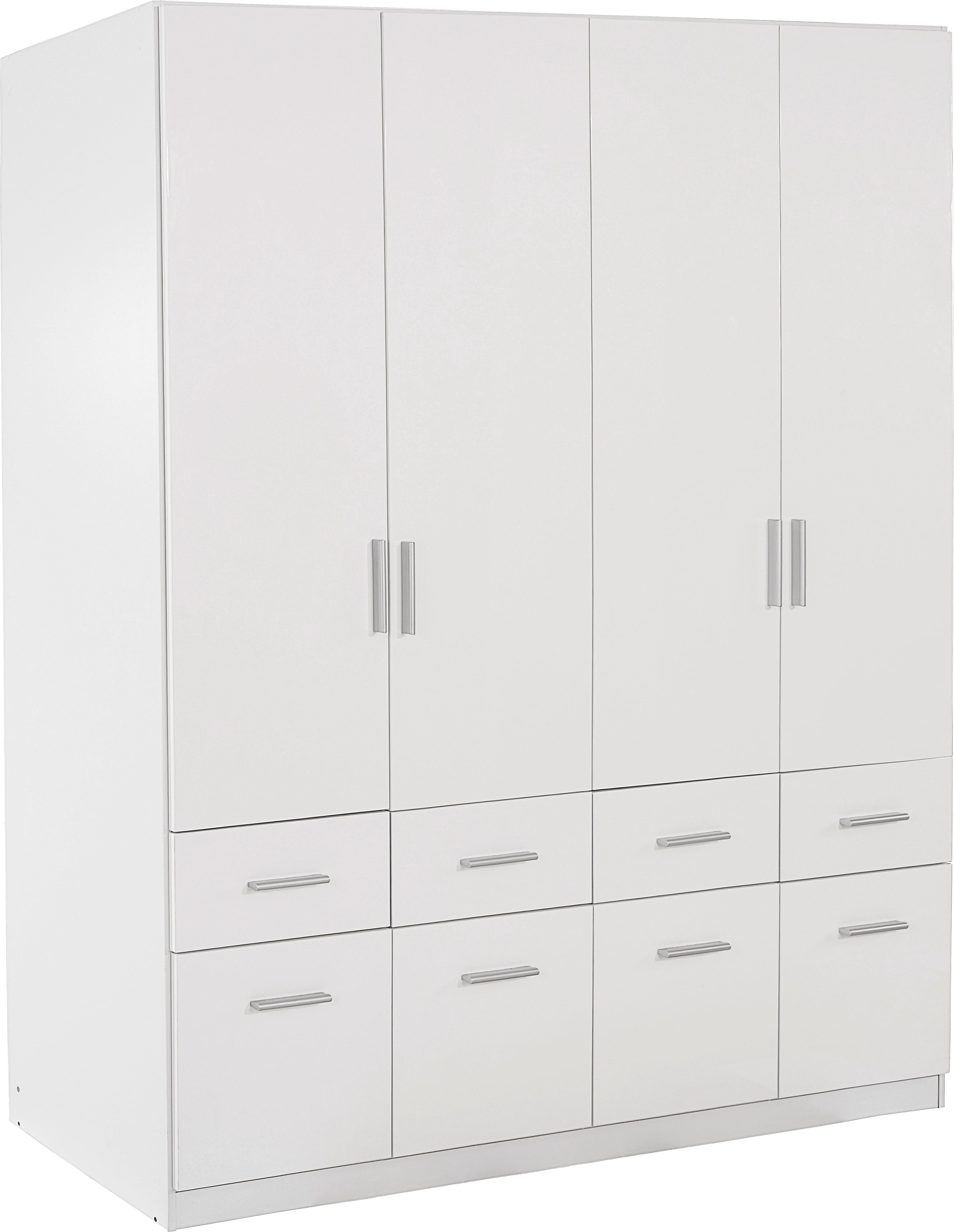 Drehtürenschrank M. Schubladen 181cm Celle, Weiß - Weiß Hochglanz/Weiß, MODERN, Holz (181/197/54cm)