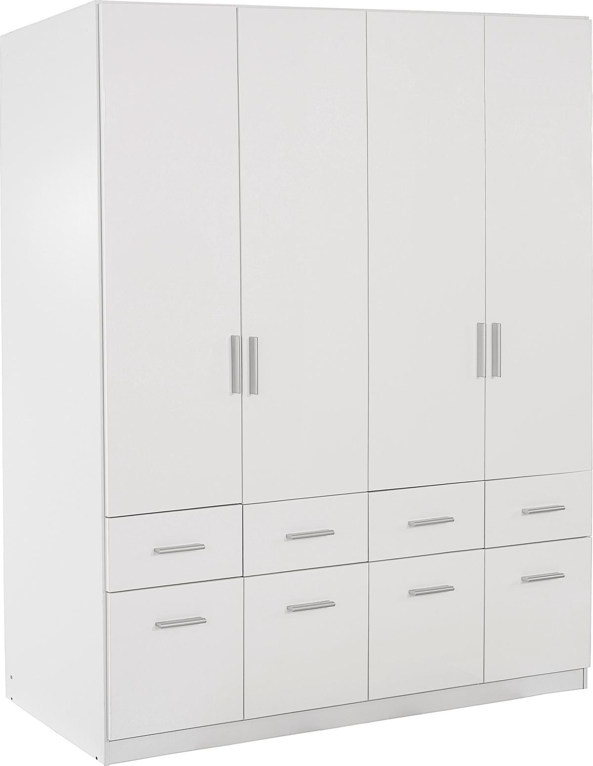 Drehtürenschrank M. Schubladen 181cm Celle, Weiß - Weiß Hochglanz/Weiß, MODERN, Holz (181/197/54cm)