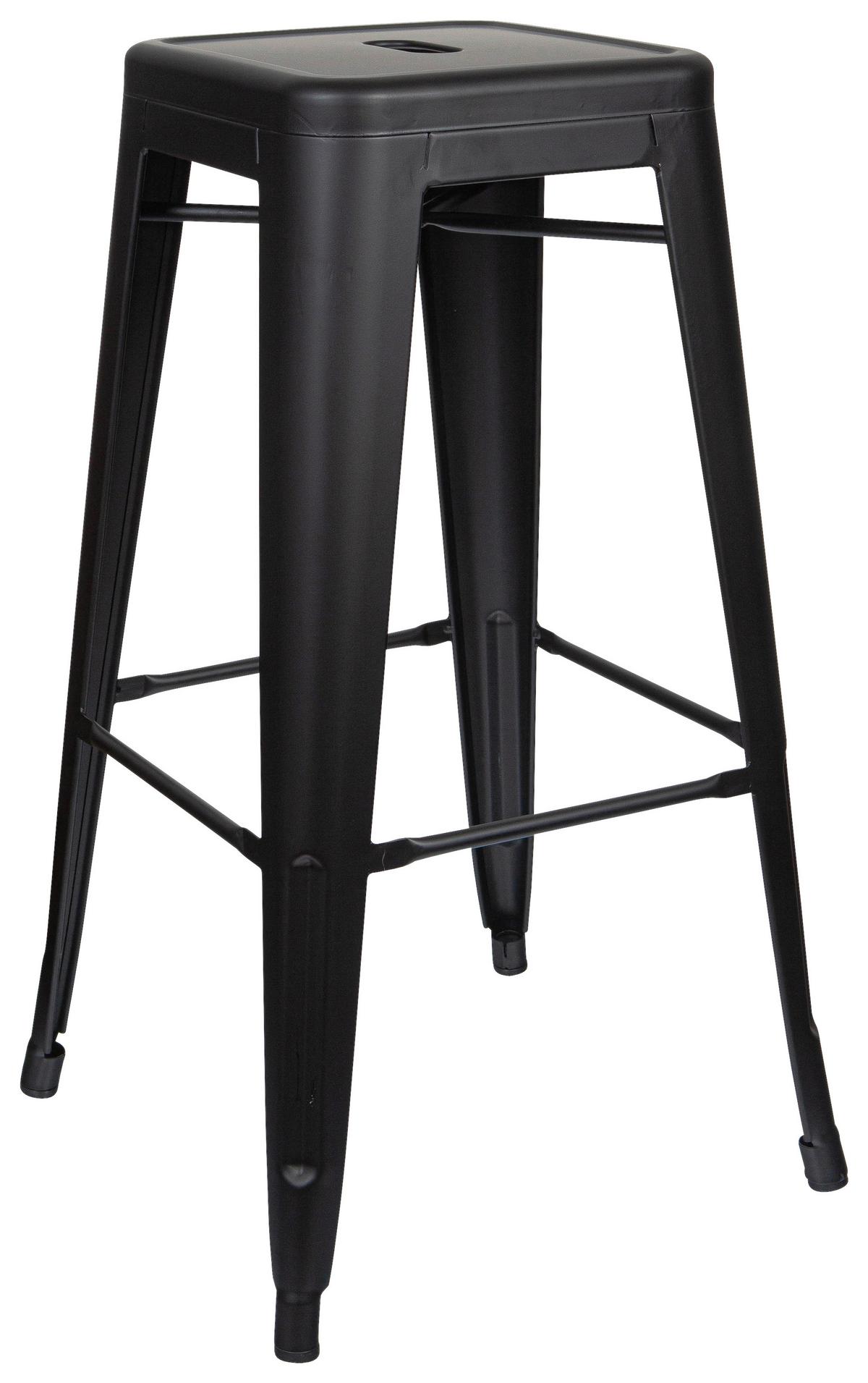 Barhocker Vantaggio High Brush Stapelbar Schwarz Bis 150 Kg - Schwarz, Basics, Metall (44/77/44cm) - MID.YOU