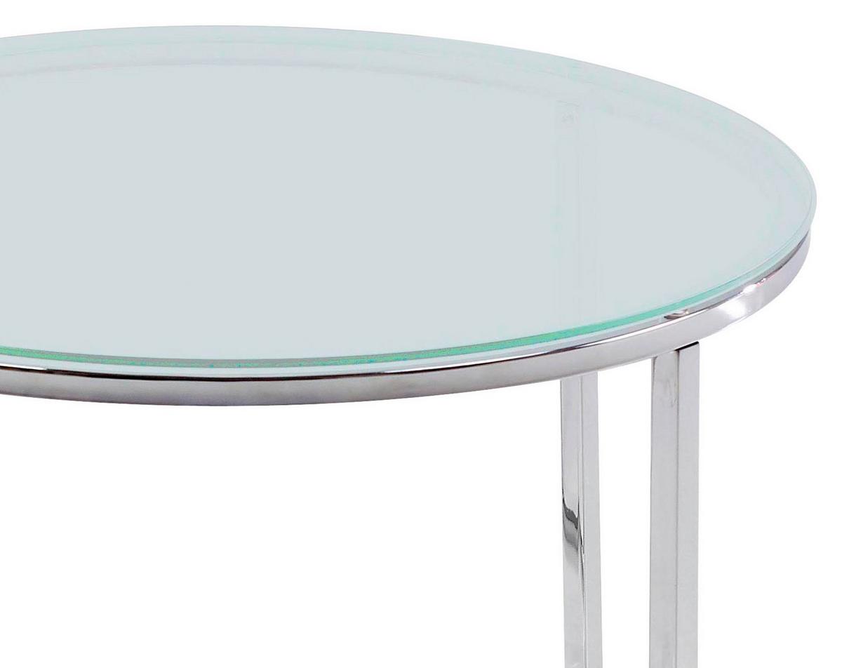 Beistelltisch Mit Glasplatte Rund Cross, Klar/chromfarben - Chromfarben/Klar, Design, Glas/Metall (50/50/50cm) - Carryhome