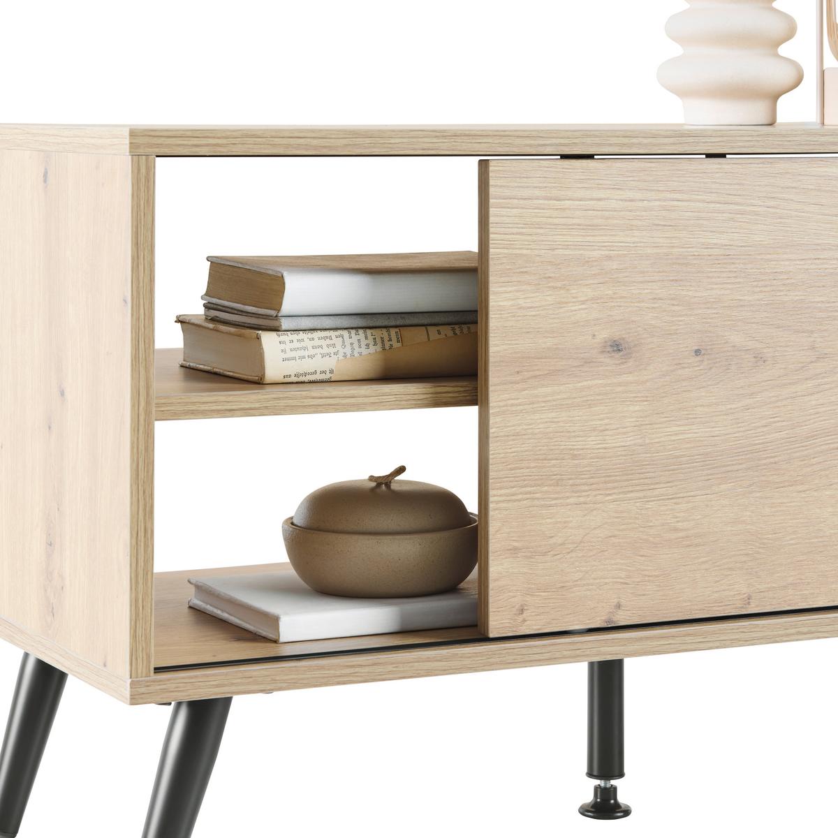 TV STOLÍK MOVE - čierna/dub artisan, Modern, kov/kompozitné drevo (80/46/35cm) - Based