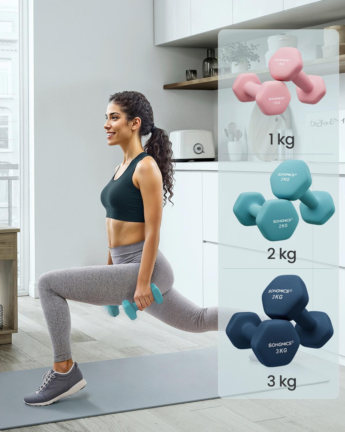 Fitness-Set Dumbbell Hellblau/ Dunkelblau/Hellrosa B: 38,5 cm - Hellrosa/Dunkelblau, Basics, Metall (38.5/14.5/35.5cm)