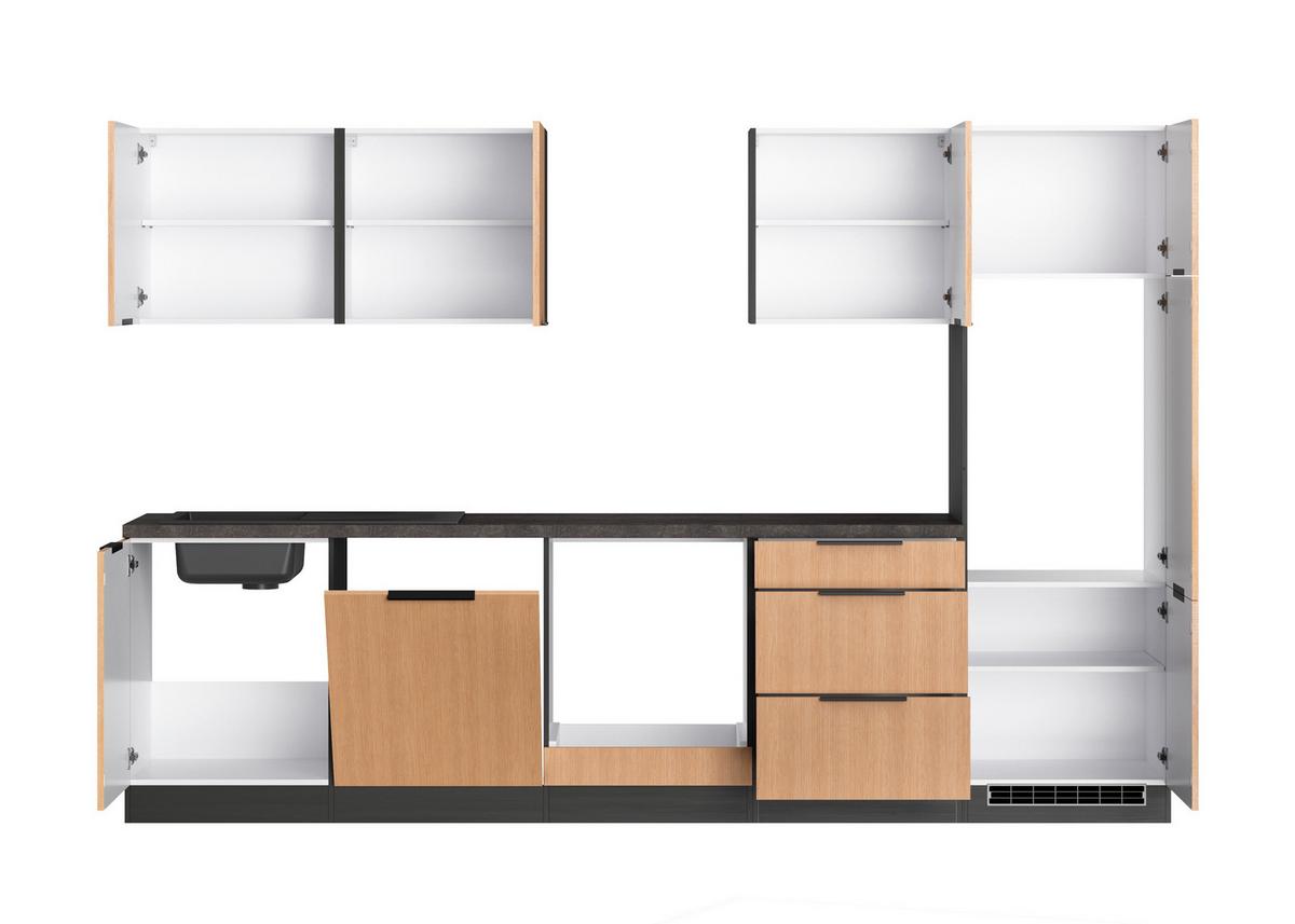 Küchenleerblock Glasgow Eichefarben/graphit B: 300 Cm - Eichefarben/Graphitfarben, LIFESTYLE, Holzwerkstoff (300cm) - Held