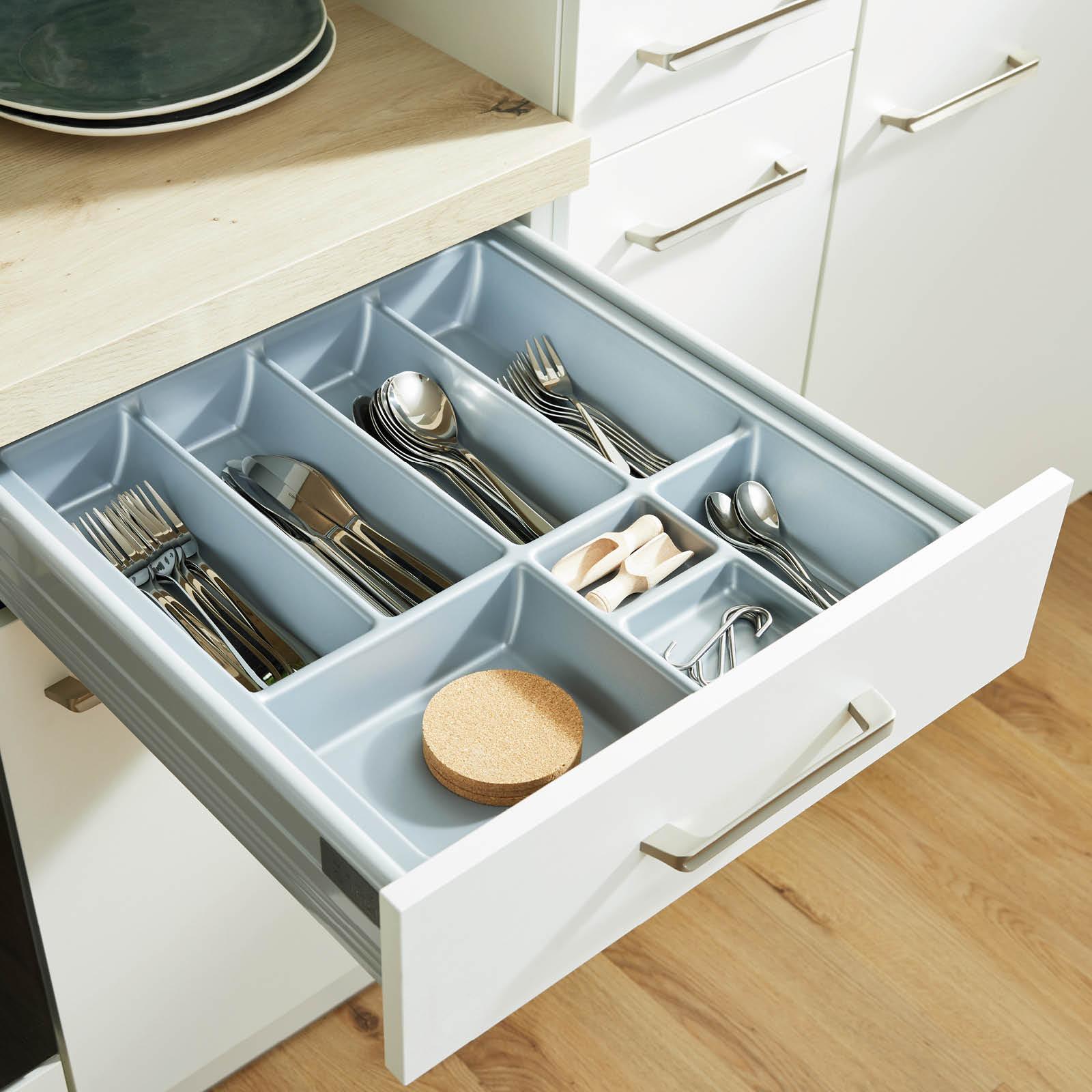 Küchenzeile Ip1200 ohne Geräte 310 cm Weiß/Eiche Dekor - Eichefarben/Weiß, Basics, Holzwerkstoff (310cm)