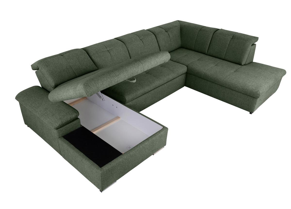 Wohnlandschaft Ramzes Grün U: 173x328x215 cm - Grau/Grün, Design, Textil (173/328/215cm) - MID.YOU