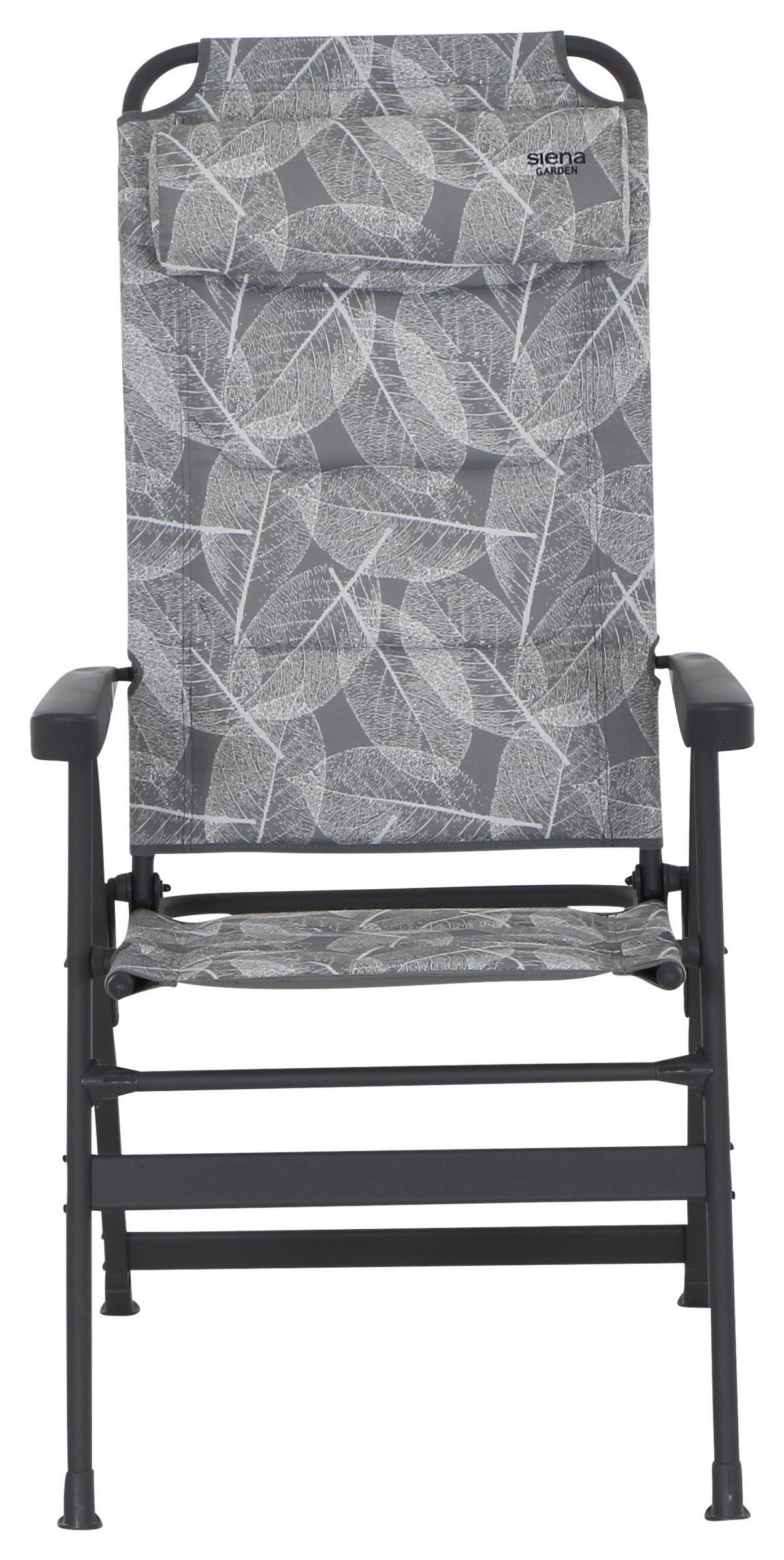 Campingsessel Klappbar Mit Armlehnen + Kopfpolster - Anthrazit/Grau, KONVENTIONELL, Textil/Metall (61/121/68cm) - Siena Garden