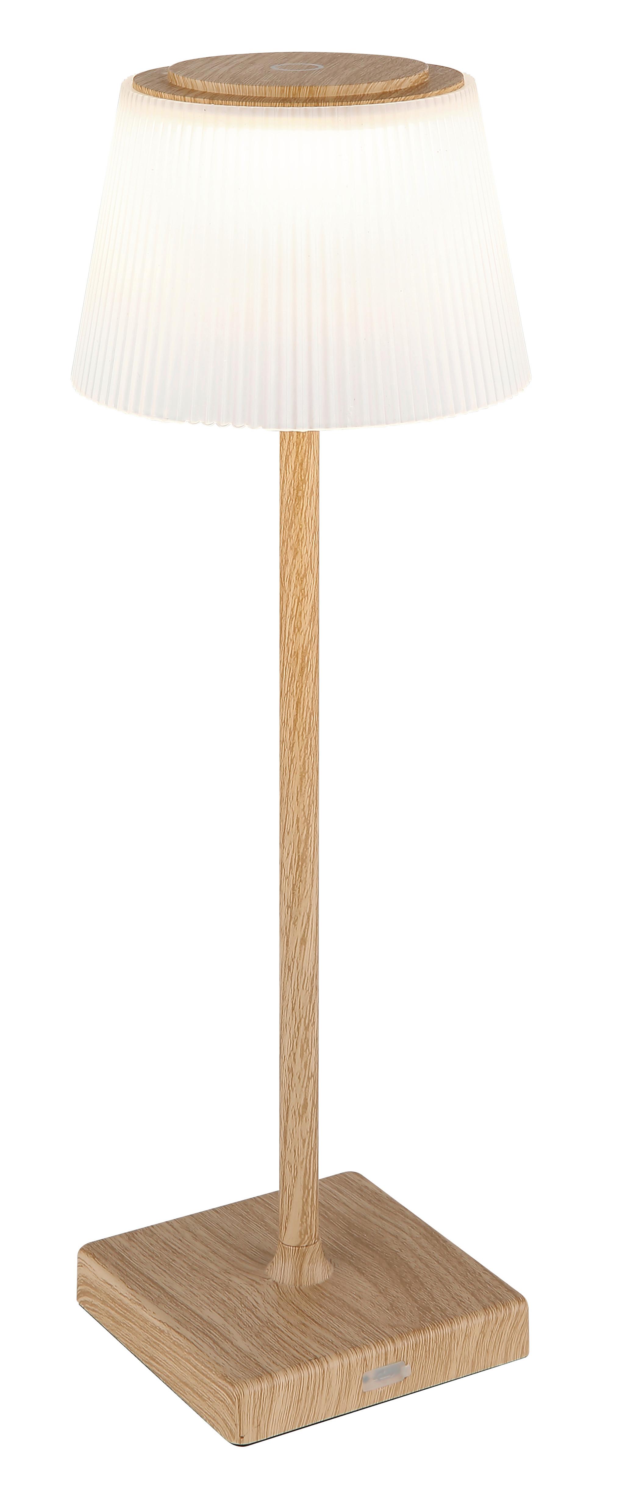 Akku-Tischleuchte 58434K - Braun, Natur, Kunststoff/Metall (13/38cm) - Globo