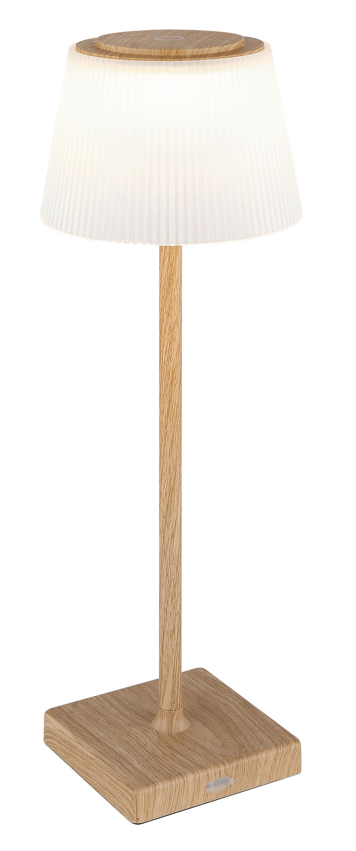 Akku-Tischleuchte 58434K - Braun, Natur, Kunststoff/Metall (13/38cm) - Globo