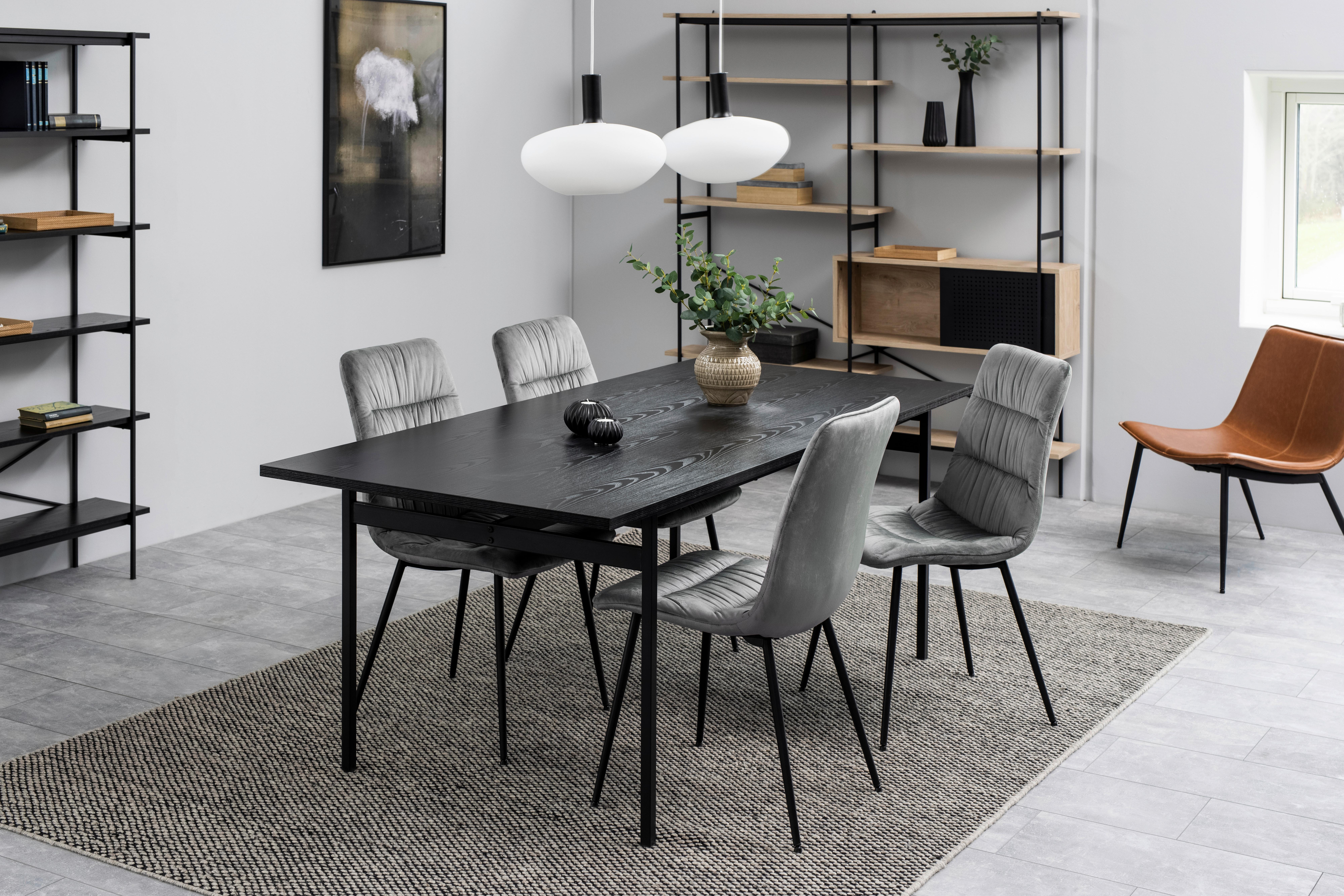 Jedálenský stôl ANGUS 200x90 - čierna, Konventionell, kov/kompozitné drevo (200/74/90cm) - Lomoco