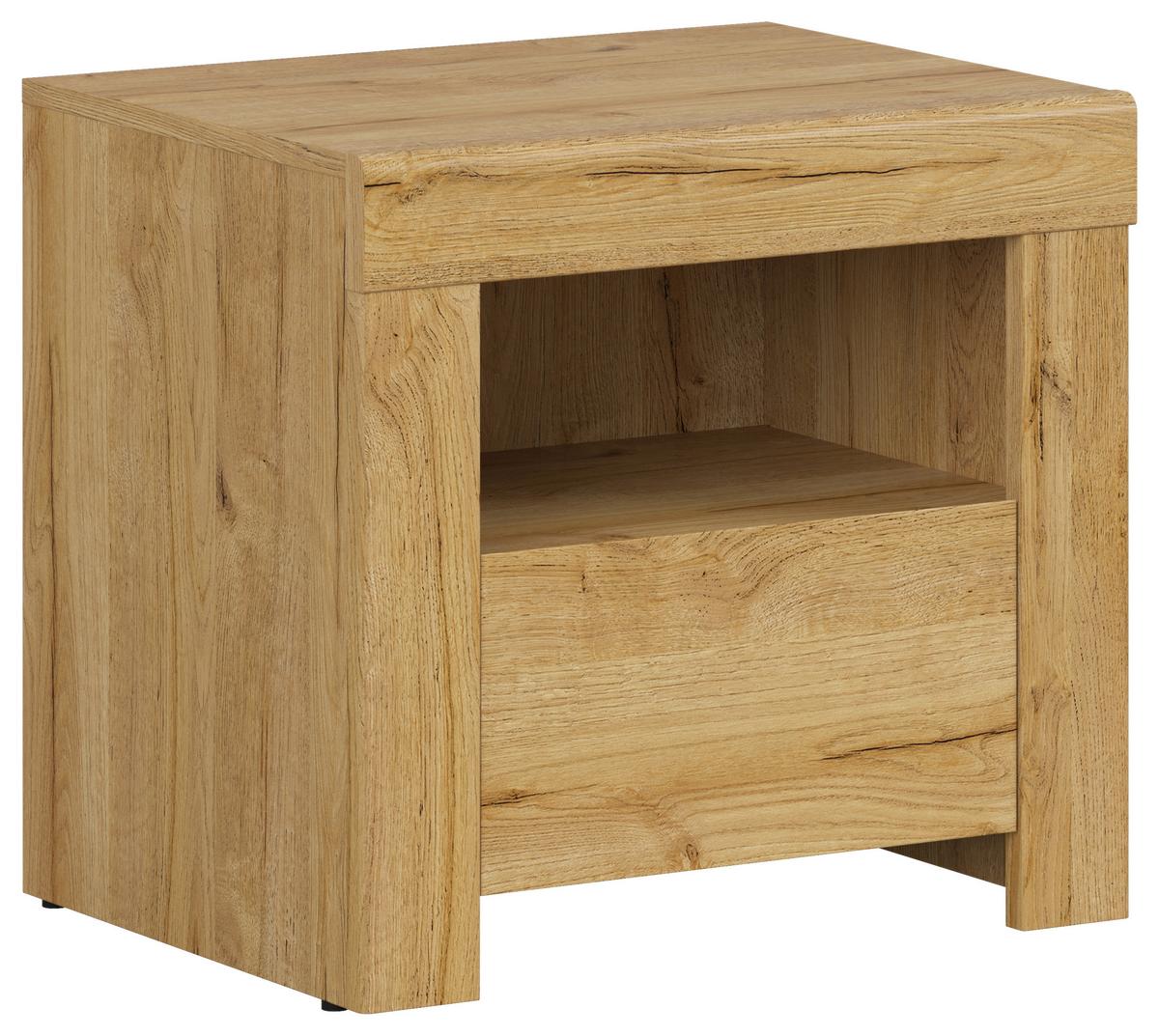 Nachtkästchen Eiche Dekor H: 50,5 cm Holten - Eichefarben/Weiß, MODERN, Holzwerkstoff (54,5/50,5/42cm) - MID.YOU