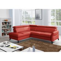 Ecksofa Note New Teilleder Rot 199x244 - Rot/Schwarz, Design, Leder/Textil (199/244cm) - Livetastic