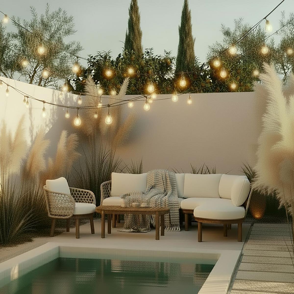 TERASOVÁ SEDACIA SÚPRAVA BELAYA - sivá/biela, Modern, kov/drevo (244/205cm) - Bessagi Garden