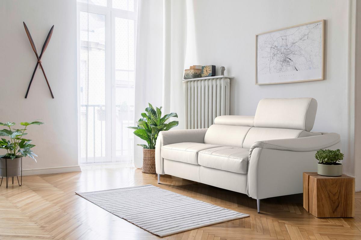 Schlafsofa Pafos Grau Lederlook, Rindsleder B: 203cm - Grau, Design, Leder/Textil (203/77-98/103cm) - MID.YOU
