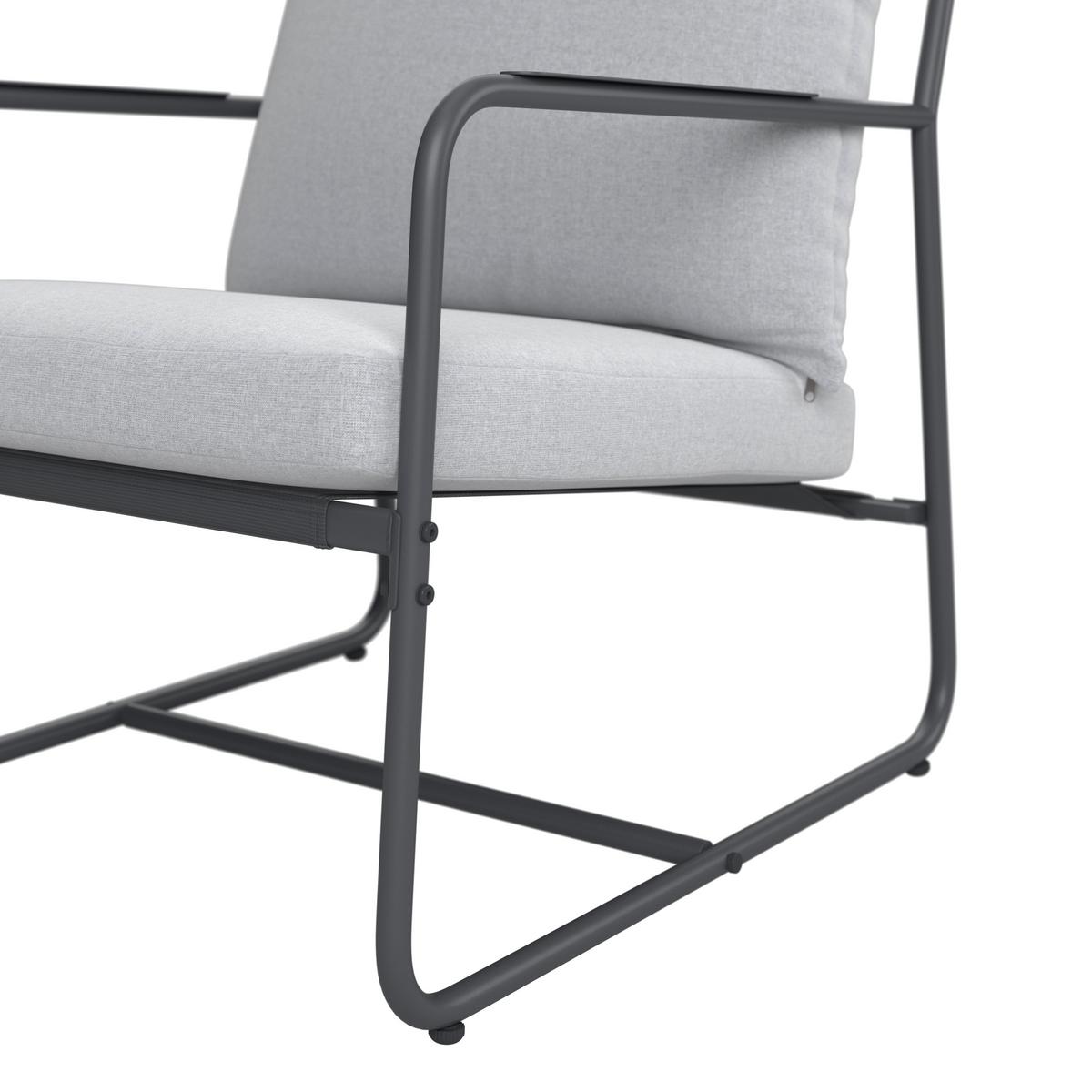 Loungegarnitur Nizza - Dunkelgrau/Hellgrau, MODERN, Textil/Metall (114/75/70cm) - Beldano