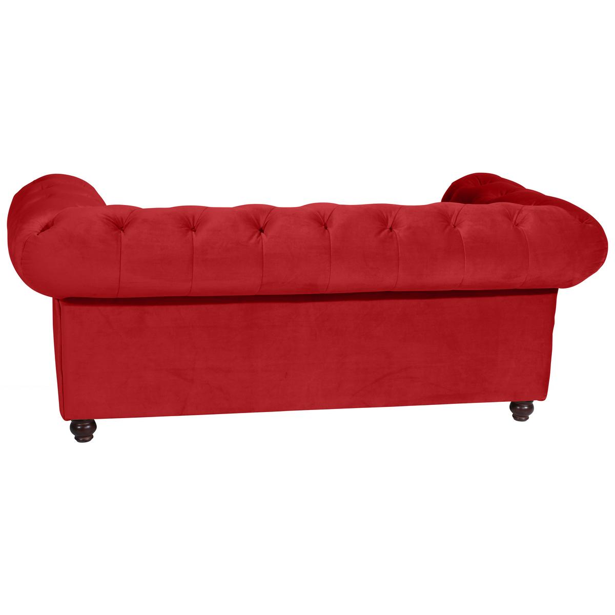 CHESTERFIELD-SOFA ORLEANS - Rot/Nussbaumfarben, Design, Textil (196/77/100cm) - Max Winzer