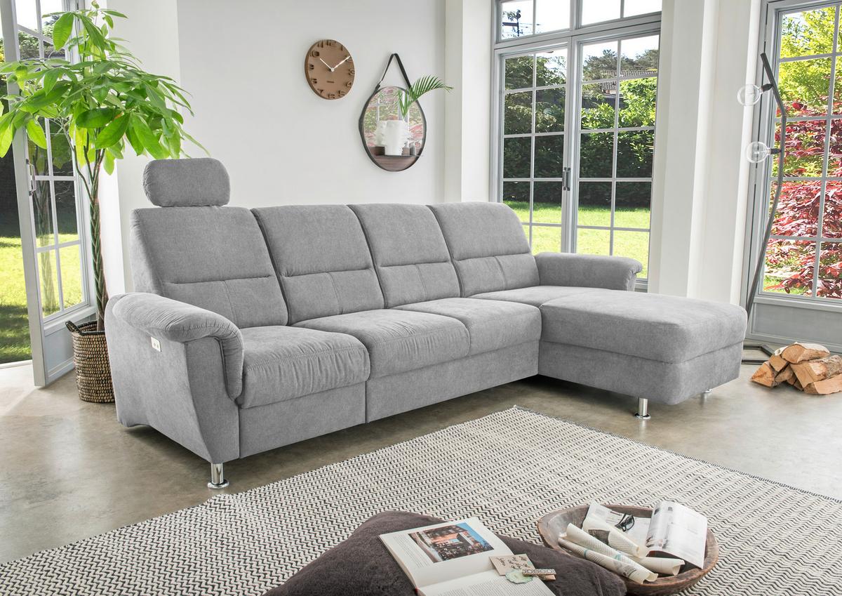 Ecksofa Parole Grau S: 292/165 Cm - Chromfarben/Grau, KONVENTIONELL, Textil (292/165cm) - Livetastic