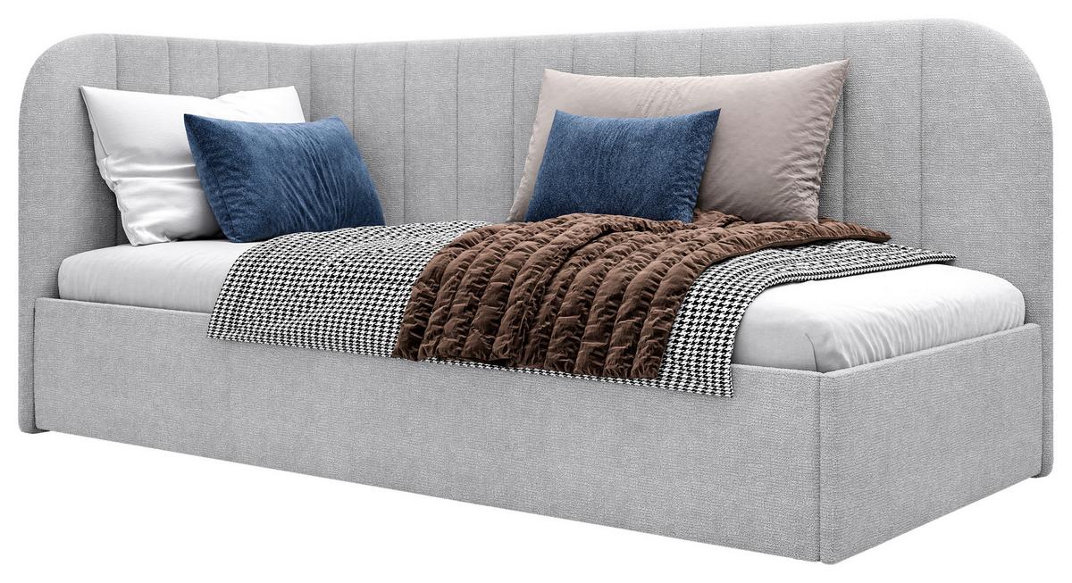 Polsterbett Millow Links Grau Lf: 90x200 Cm - Schwarz/Grau, MODERN, Holz/Holzwerkstoff (90/200cm) - MID.YOU