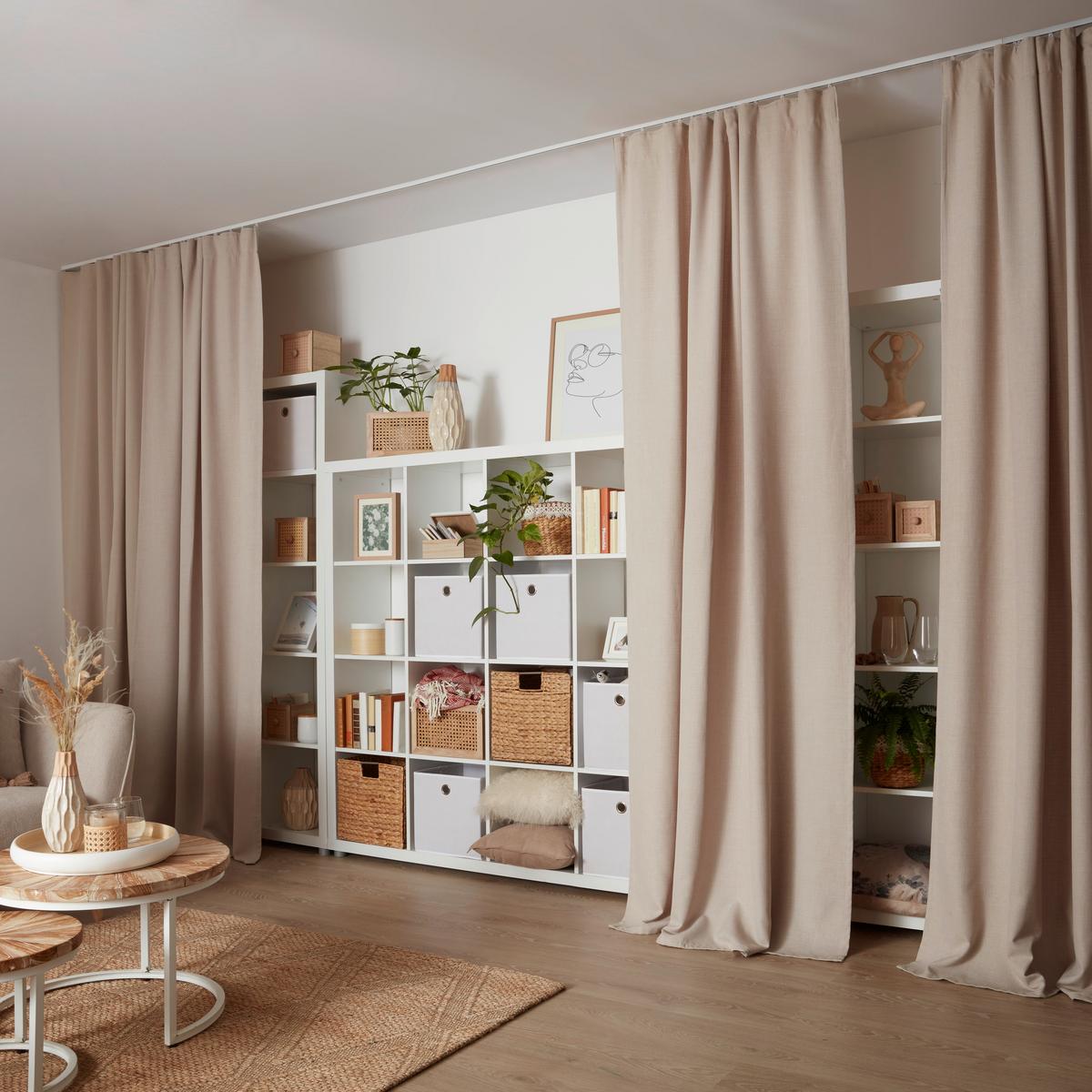 HOTOVÝ ZÁVES Leo, 135/255cm, piesková - piesková, textil (135/255cm) - Premium Living