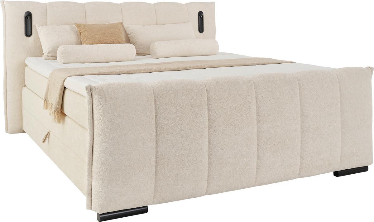 Boxspringbett Elysia Inkl. Matratze 160x200 - Beige/Schwarz, Trend, Holz/Holzwerkstoff (160/200cm) - Luca Bessoni