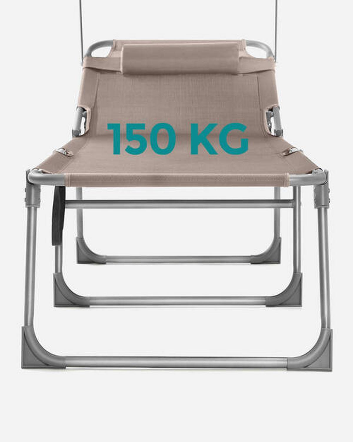 Sonnenliege Taupe inkl. Sonnendach, B: 53 cm - Taupe, Basics, Textil/Metall (53/29,5/193cm) - Modante