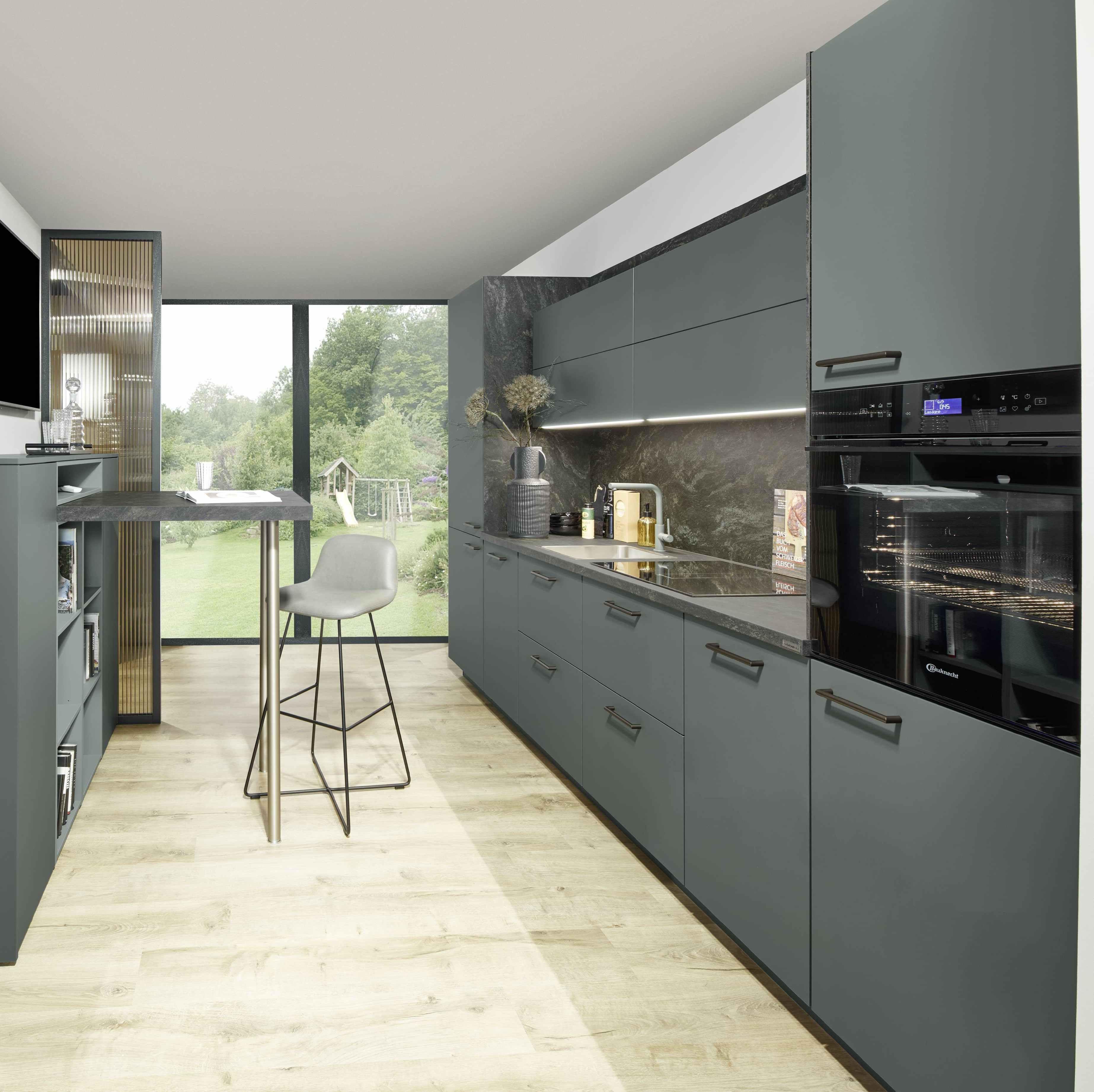 Einbauküche Eastbourne Frei Planbar grifflose Küche - Grün, MODERN, Holzwerkstoff - Vertico