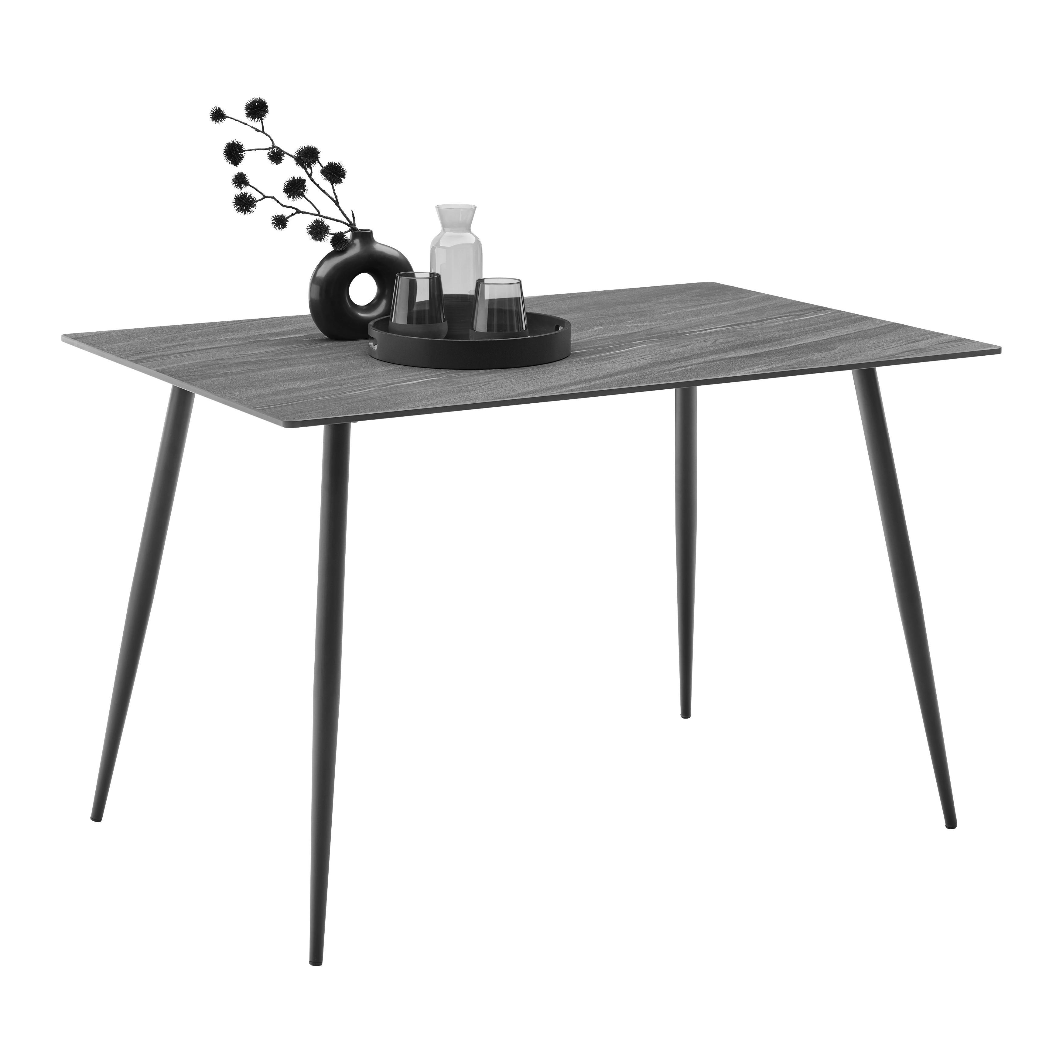 Jídelní stůl PAUL 120x80 - šedá/černá, Moderní, kov/keramika (120/76/80cm) - Mömax