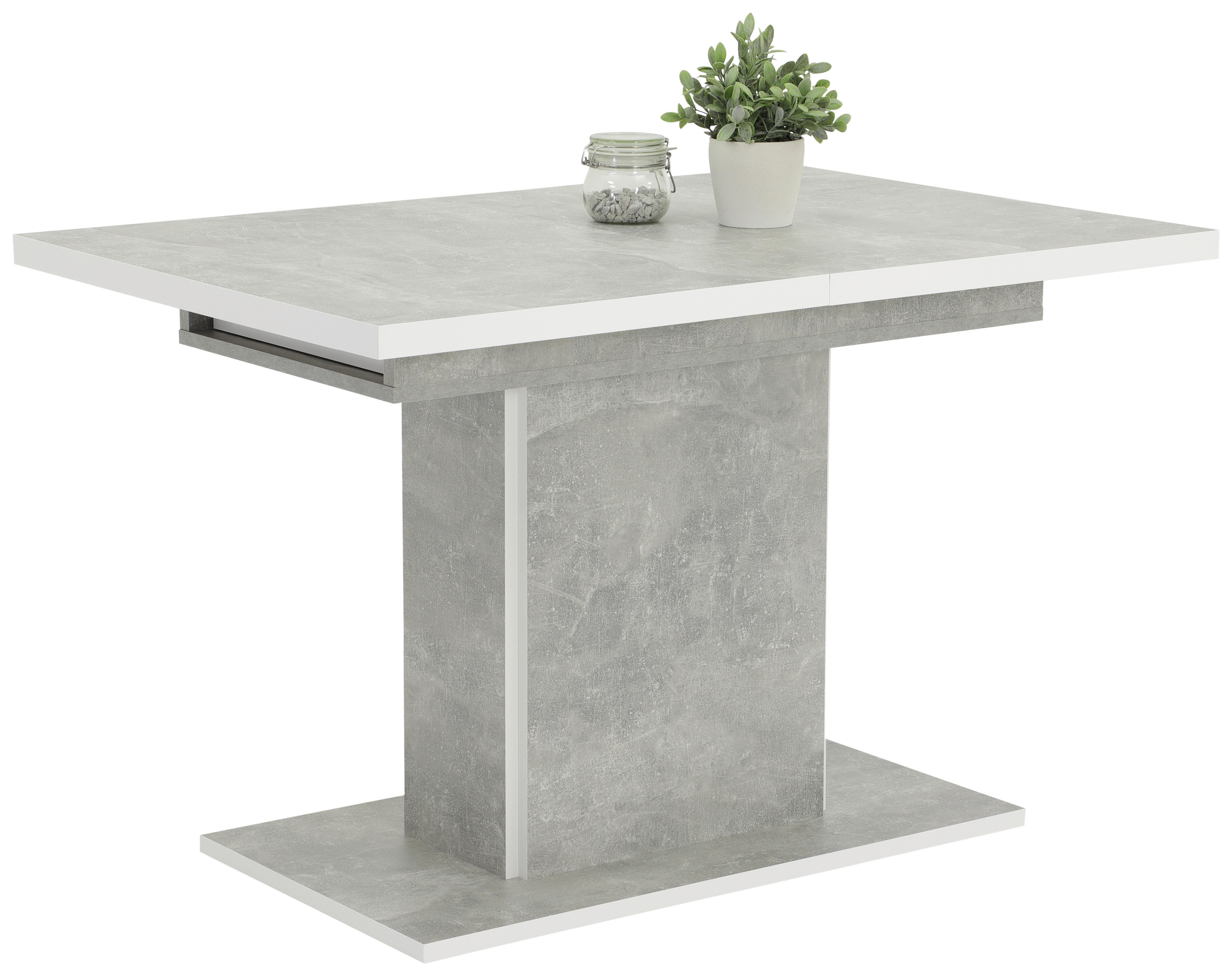 Esstisch ausziehbar Alice LxB: 120-160x80 cm Betonoptik/Weiß - Hellgrau, MODERN, Holzwerkstoff (120/80/76cm) - MID.YOU