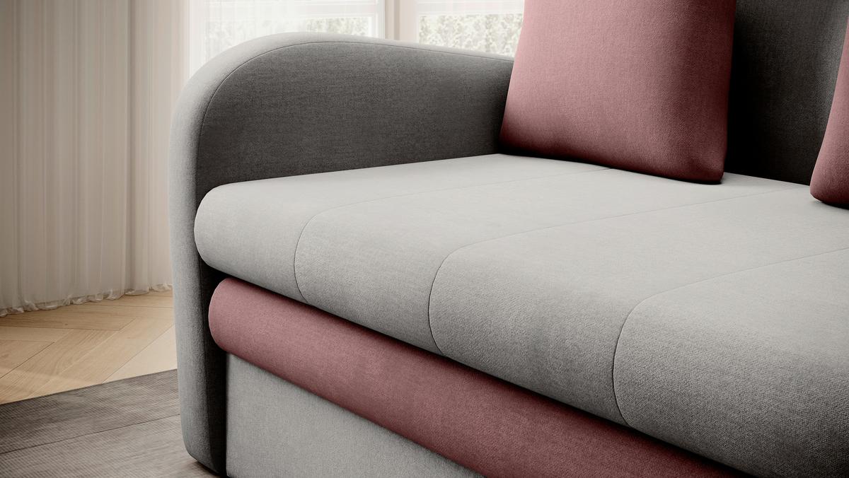 Schlafsofa Ario Grau, Rosa, B: 244 Cm - Hellgrau/Schwarz, Design, Textil (244/97/97cm) - MID.YOU