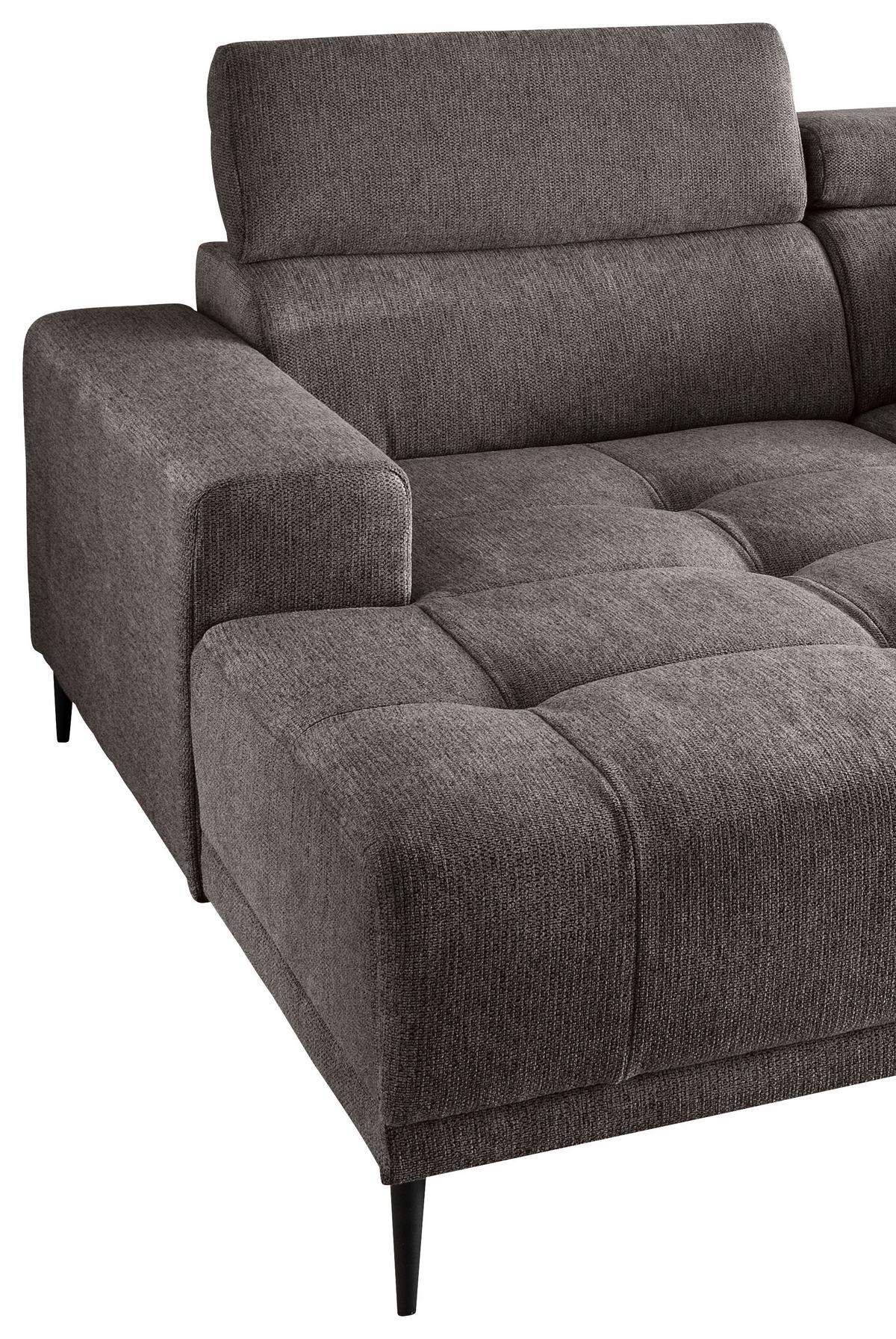 Ecksofa Intera Graubraun S: 200x188 Cm - Graubraun/Schwarz, KONVENTIONELL, Textil (200/188cm) - Livetastic