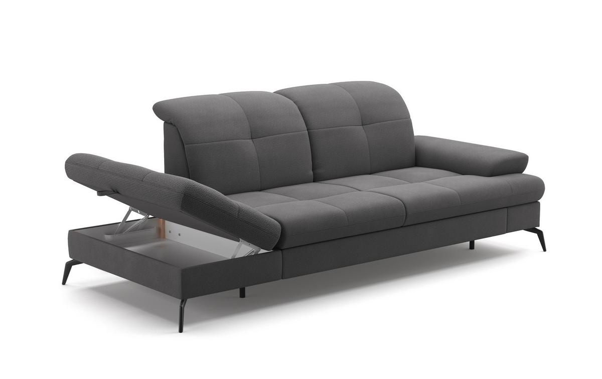 Récamiere Amica E, Grau B: 231 Cm - Schwarz/Grau, KONVENTIONELL, Textil (231/90/122cm) - Sit & More