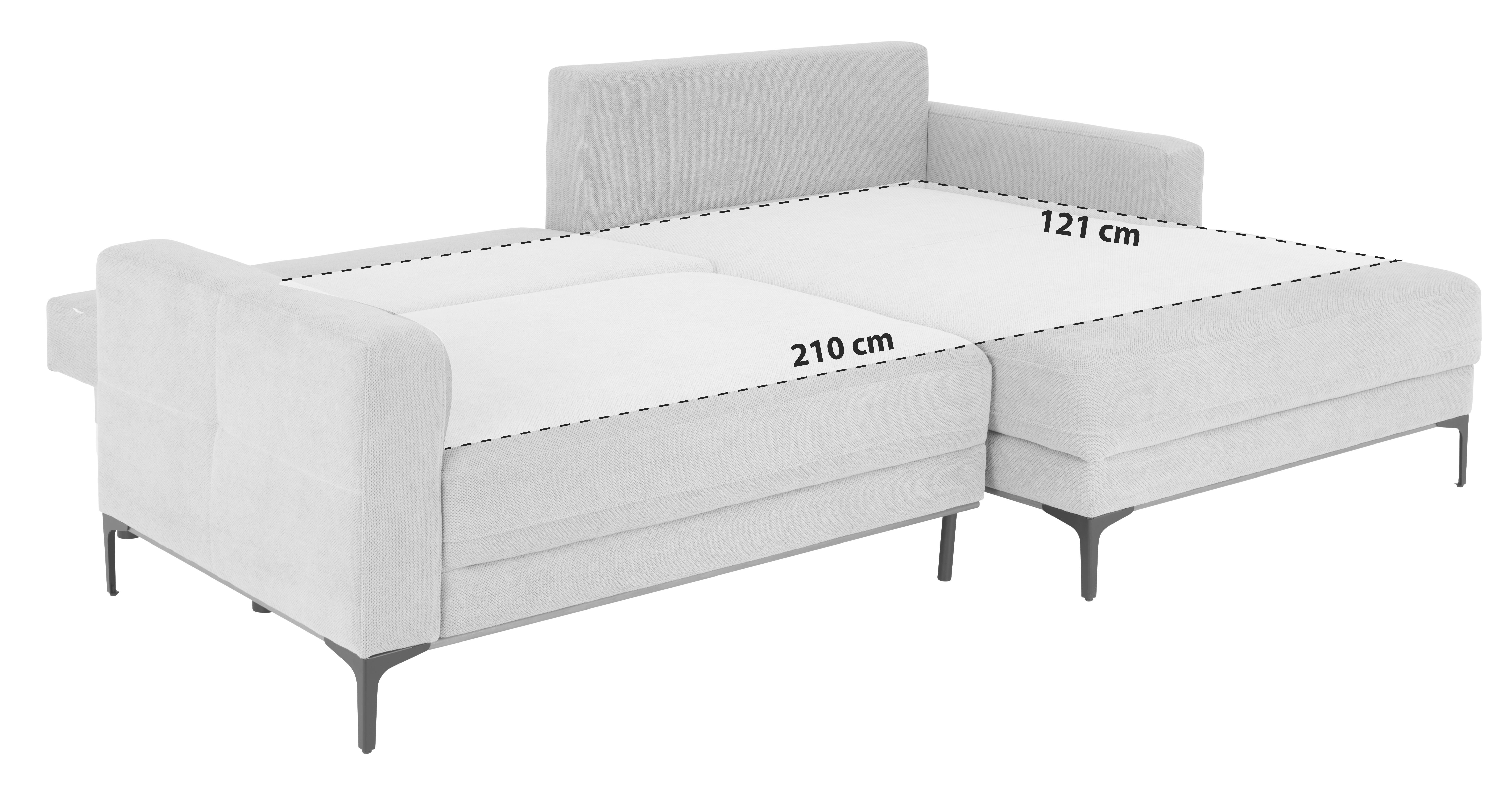 Ecksofa Mit Schlaffunktion & Bettkasten Bergamo Creme - Creme/Schwarz, MODERN, Textil (238/162cm) - Ondega