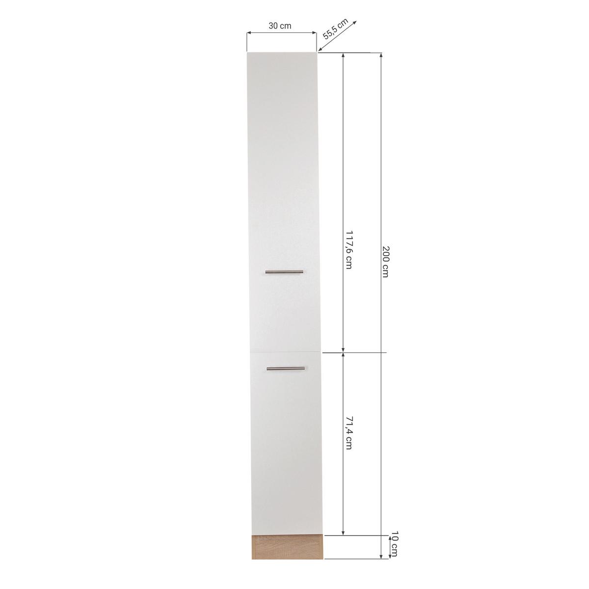 Apothekerschrank Merle Schwarz, Eiche Dekor B: 30cm - Eichefarben/Schwarz, Basics, Holzwerkstoff (30/200/60cm) - Respekta