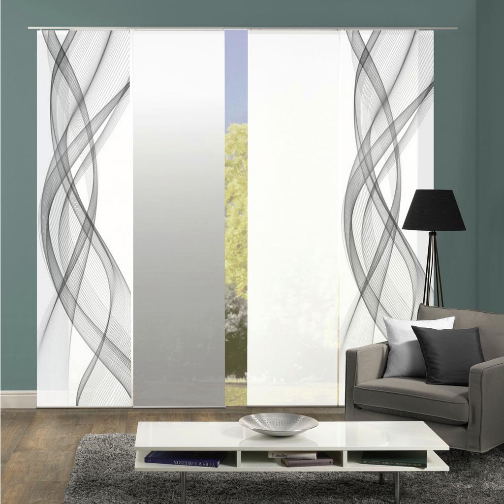 Flächenvorhang 4-Tlg. Ferrola B: 60 cm, Grau/Weiß