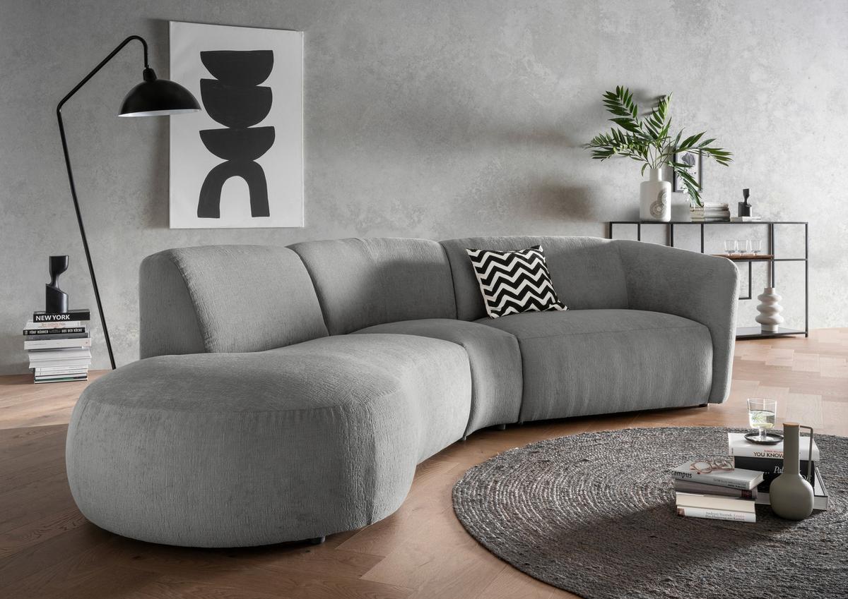 Ecksofa Jesi, Graubraun S: 182x276 Cm - Graubraun/Schwarz, MODERN, Textil (182/276cm) - Livetastic