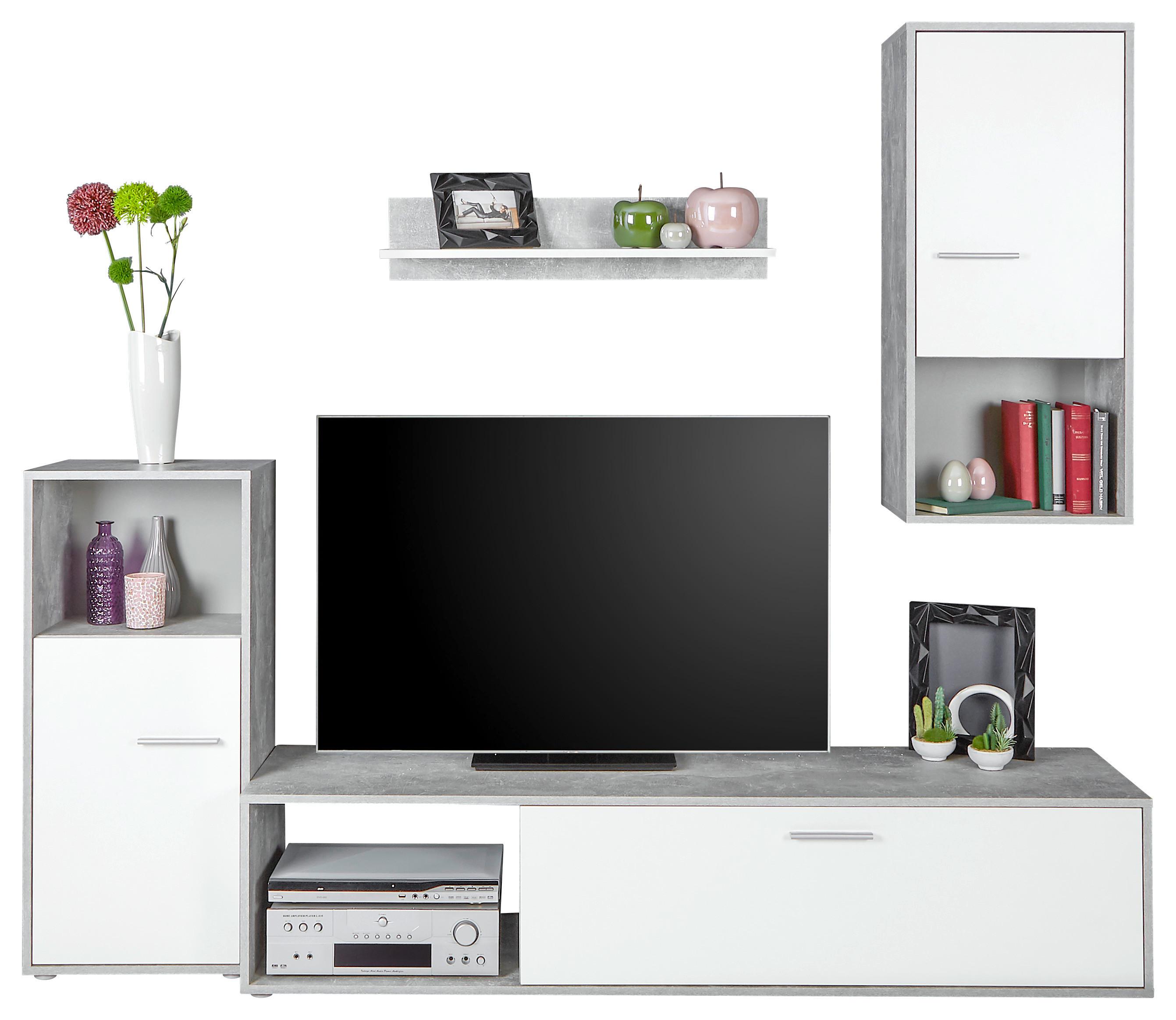 Obývací Stěna - bílá/černá, Moderní, kompozitní dřevo/plast (221/183,5/40cm) - Based
