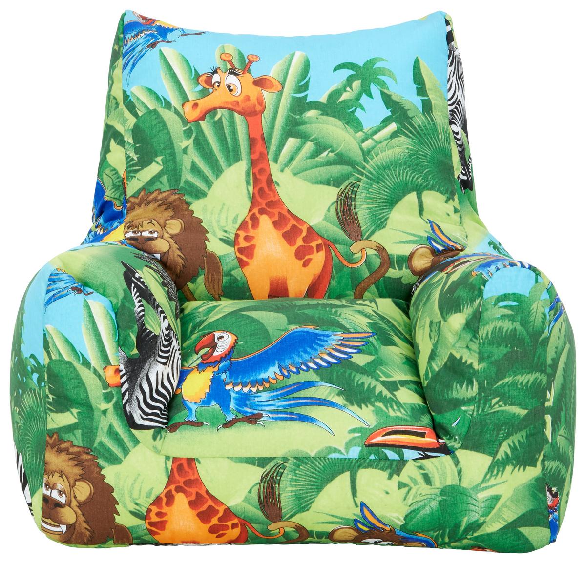 Dětské křeslo barevná KIDS-JUNGLE - vícebarevná, textil (70/55/70cm)
