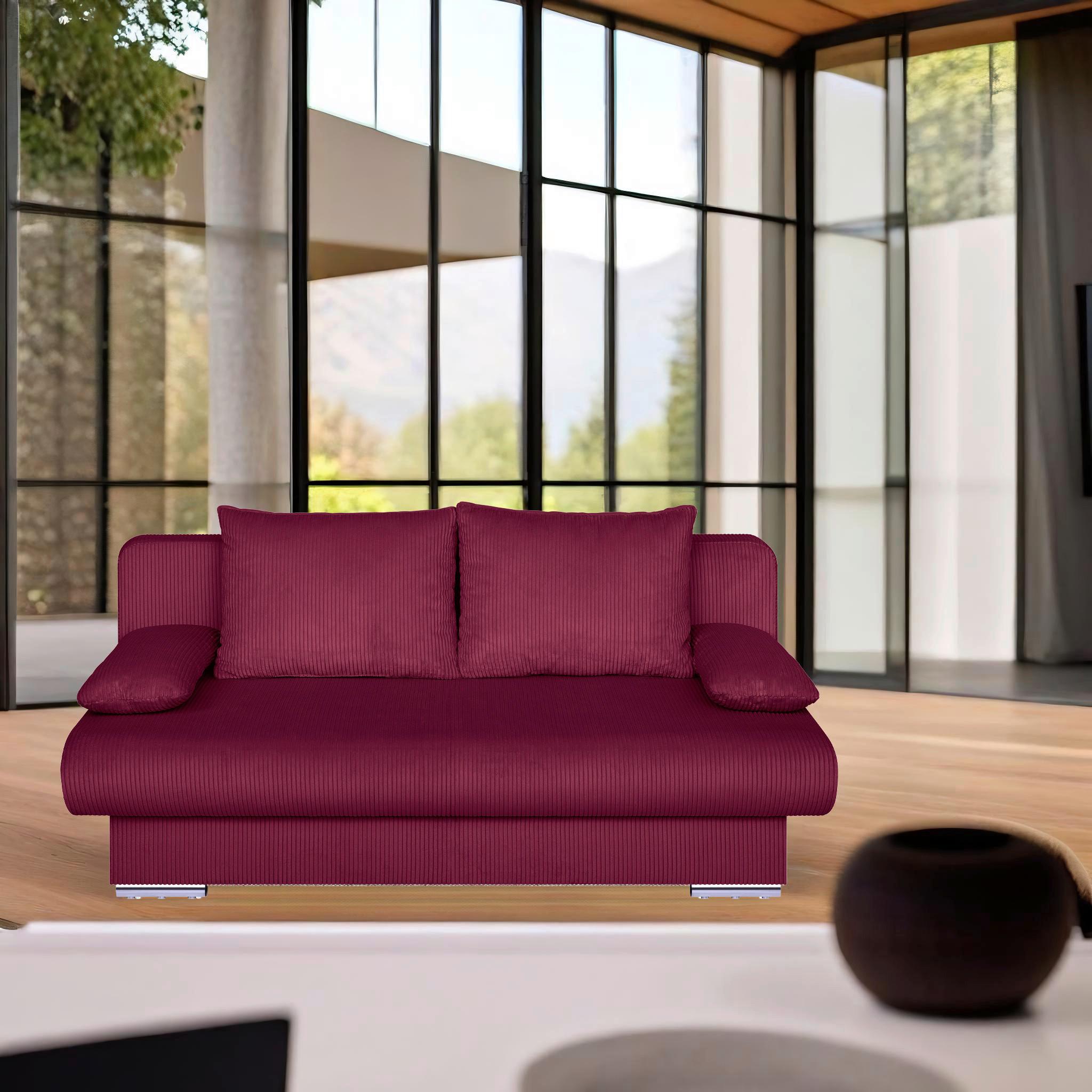 Schlafsofa Bora Rot B: 193 cm - Chromfarben/Rot, Design, Holzwerkstoff/Textil (193/86/85cm) - P & B