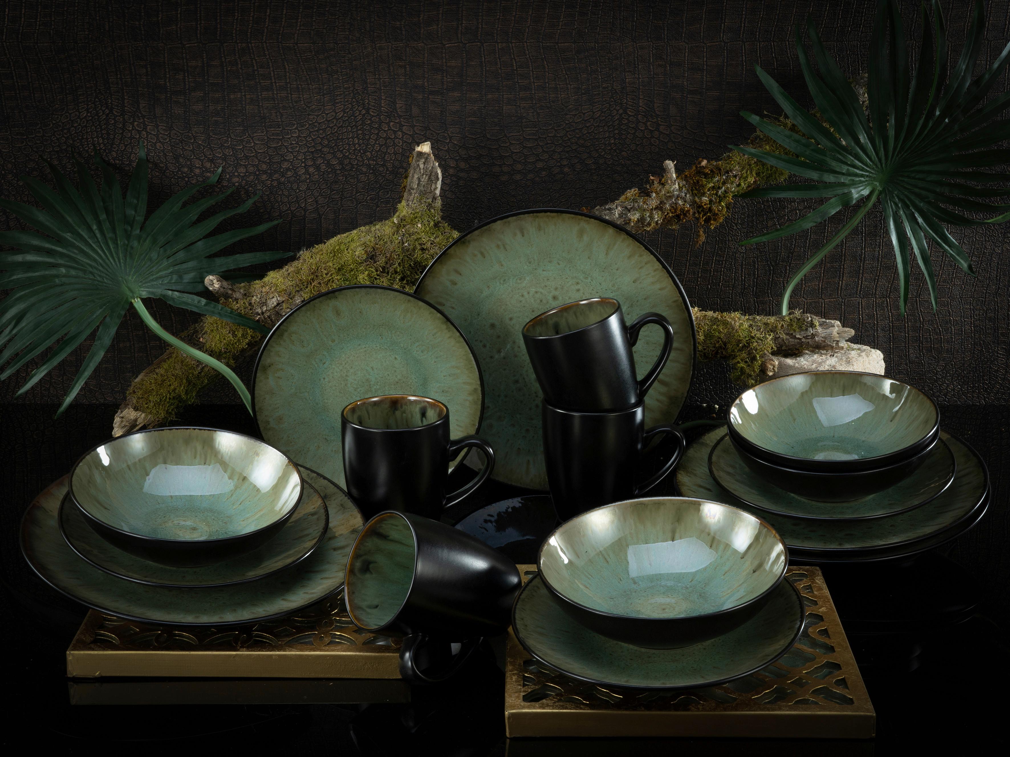 Keramik: Steinzeug • Multicolor • mikrowellengeeignet • 16-teilig, für: 4Personen • spülmaschinengeeignet